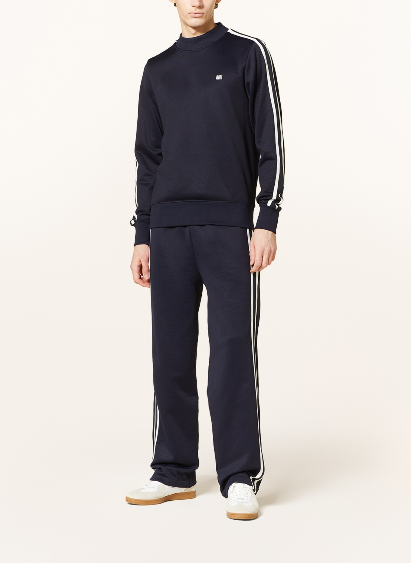 AMI PARIS Sweatshirt with tuxedo stripes in dark blue