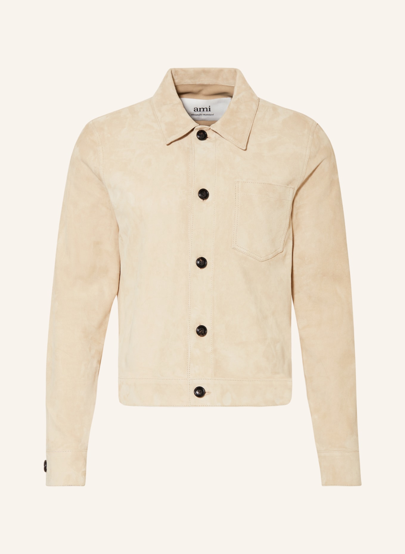 AMI PARIS Leather overshirt, Color: BEIGE (Image 1)