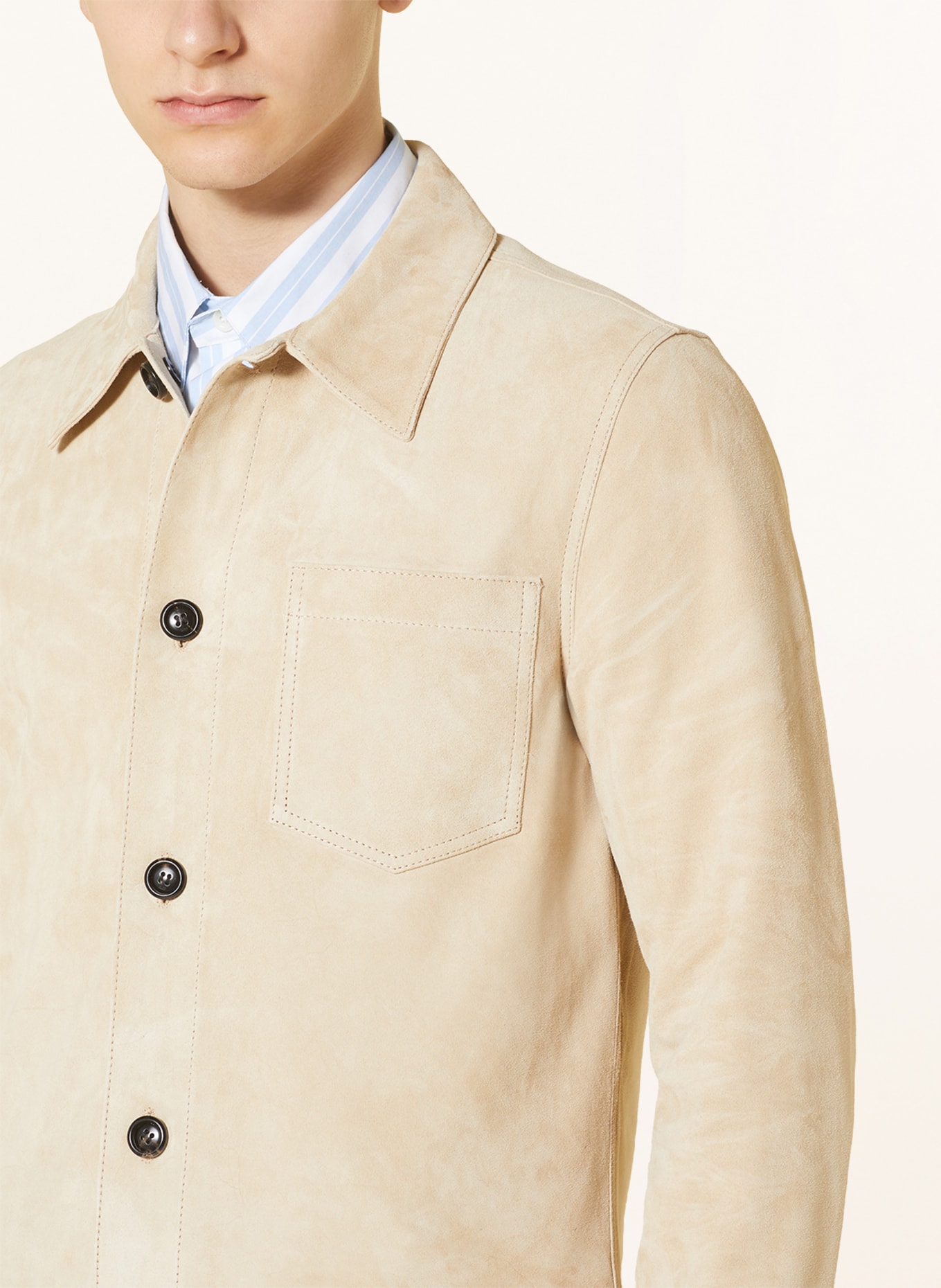 AMI PARIS Leather overshirt, Color: BEIGE (Image 4)
