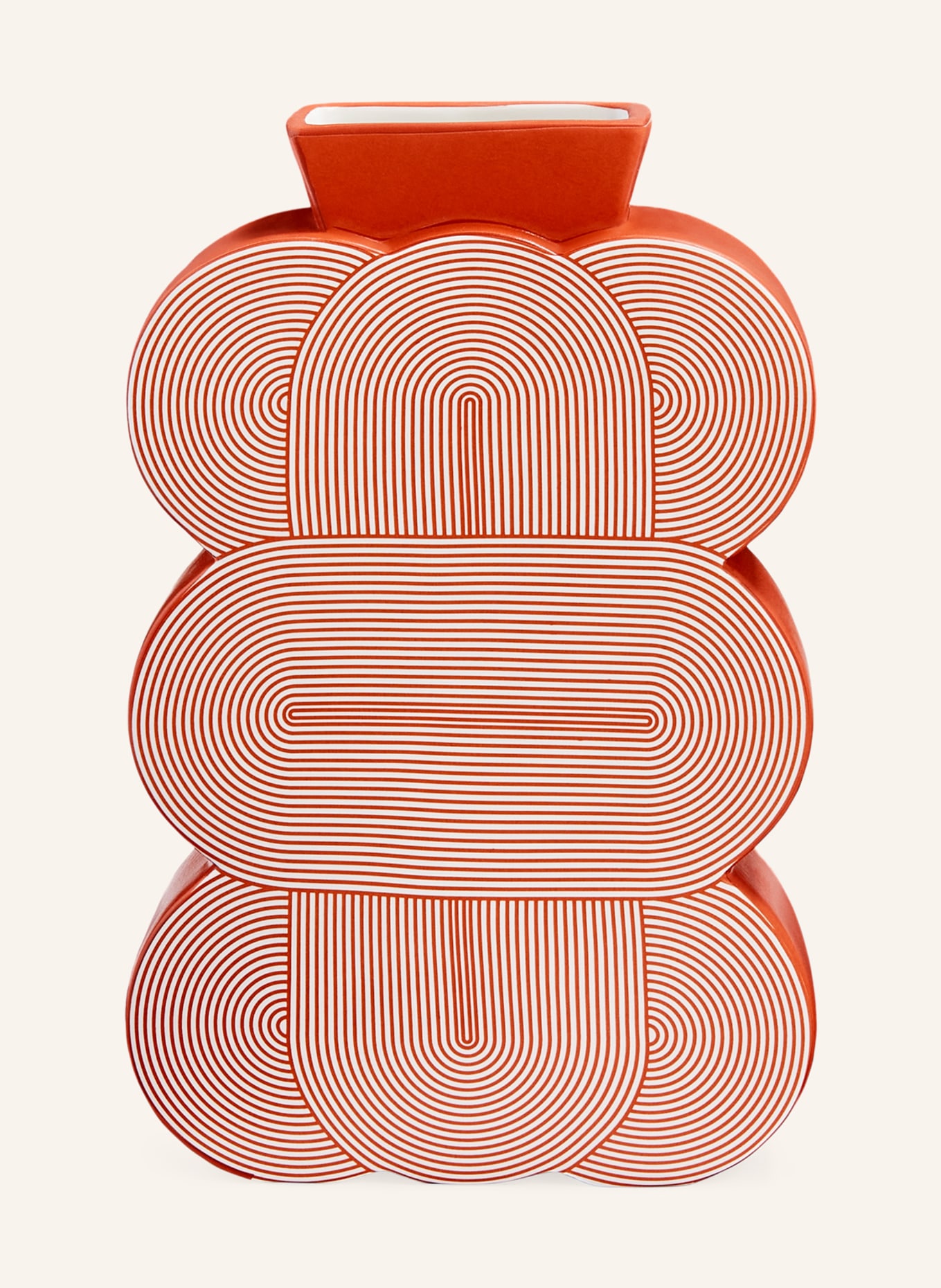 JONATHAN ADLER Vase POMPIDOU MEDIUM, Color: DARK ORANGE/ CREAM (Image 1)