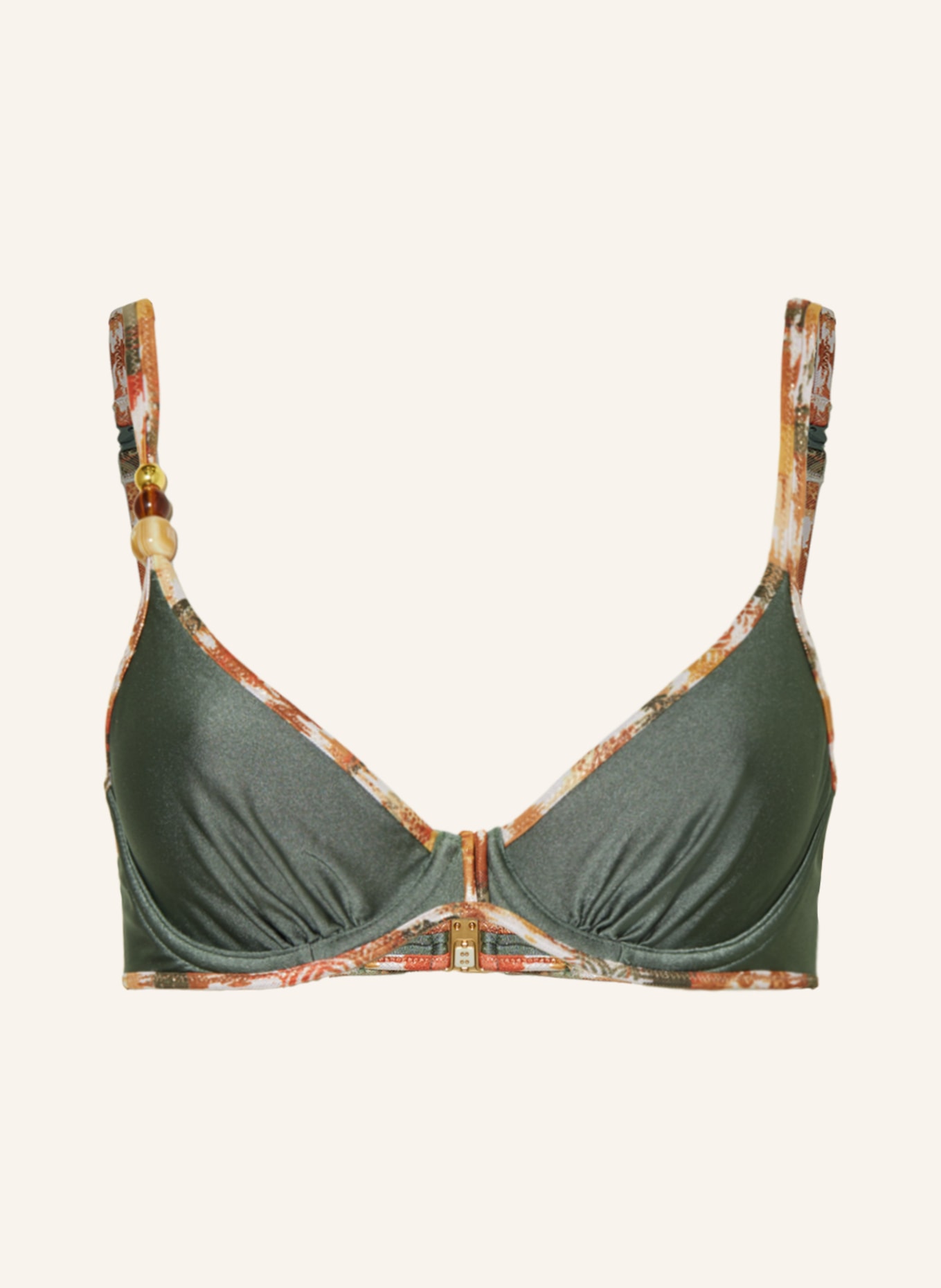 MARIE JO Underwired bikini top CRETE with glitter thread, Color: OLIVE (Image 1)