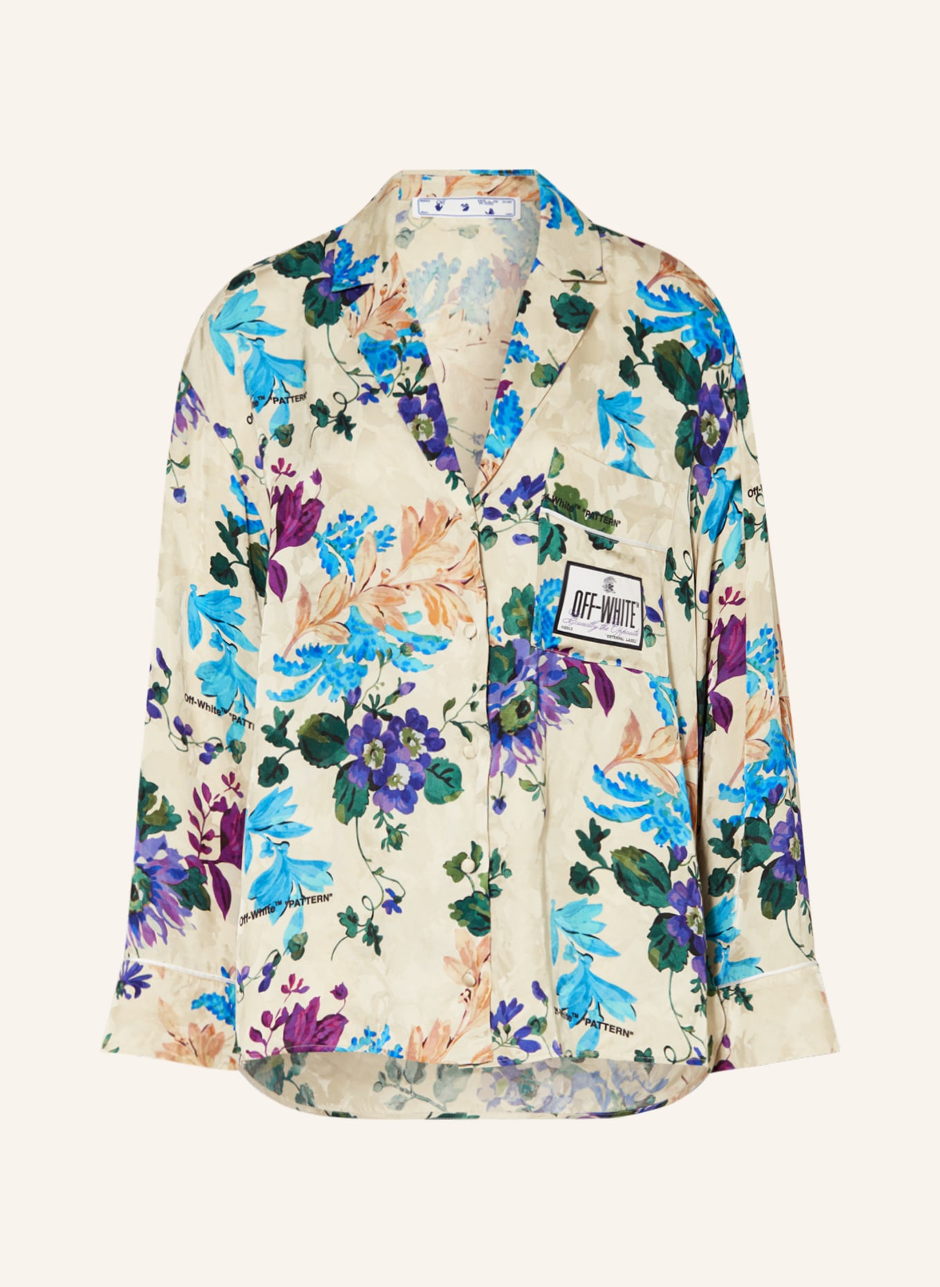 Off-White Blouse, Color: CREAM/ TURQUOISE/ DARK GREEN (Image 1)