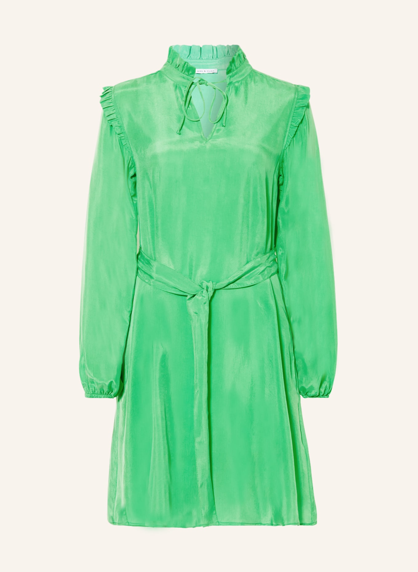 MRS & HUGS Sukienka z falbankami, Kolor: JASKRAWY ZIELONY (Obrazek 1)