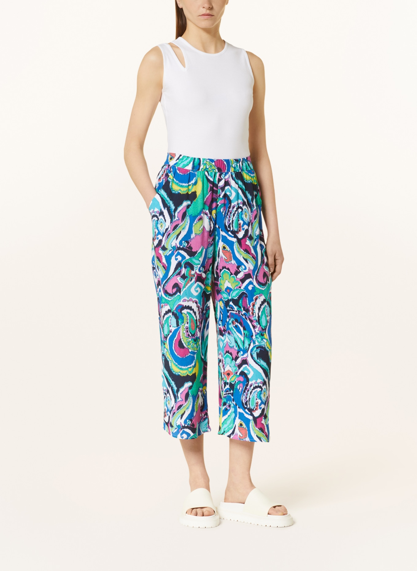 FYNCH-HATTON Culottes, Color: BLUE/ LIGHT GREEN/ WHITE (Image 2)