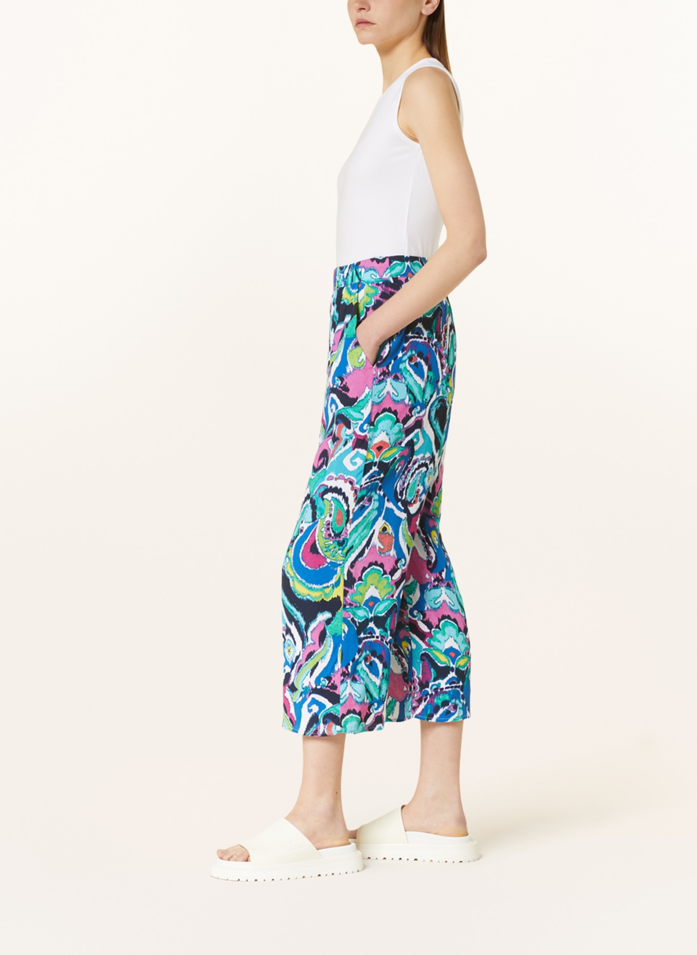FYNCH-HATTON Culottes, Color: BLUE/ LIGHT GREEN/ WHITE (Image 4)