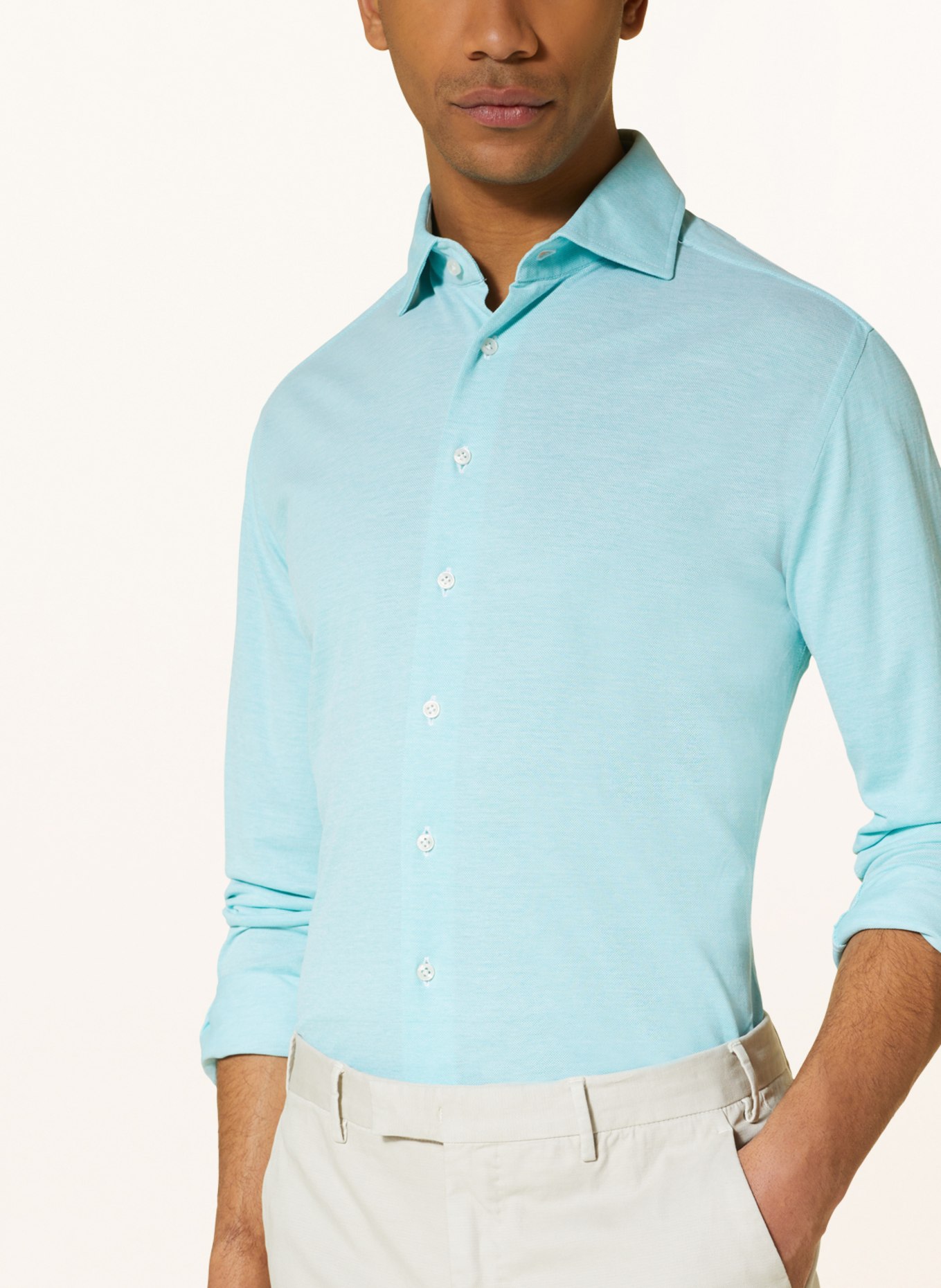 CHAS Piqué shirt ASONI classic fit, Color: NEON BLUE (Image 4)