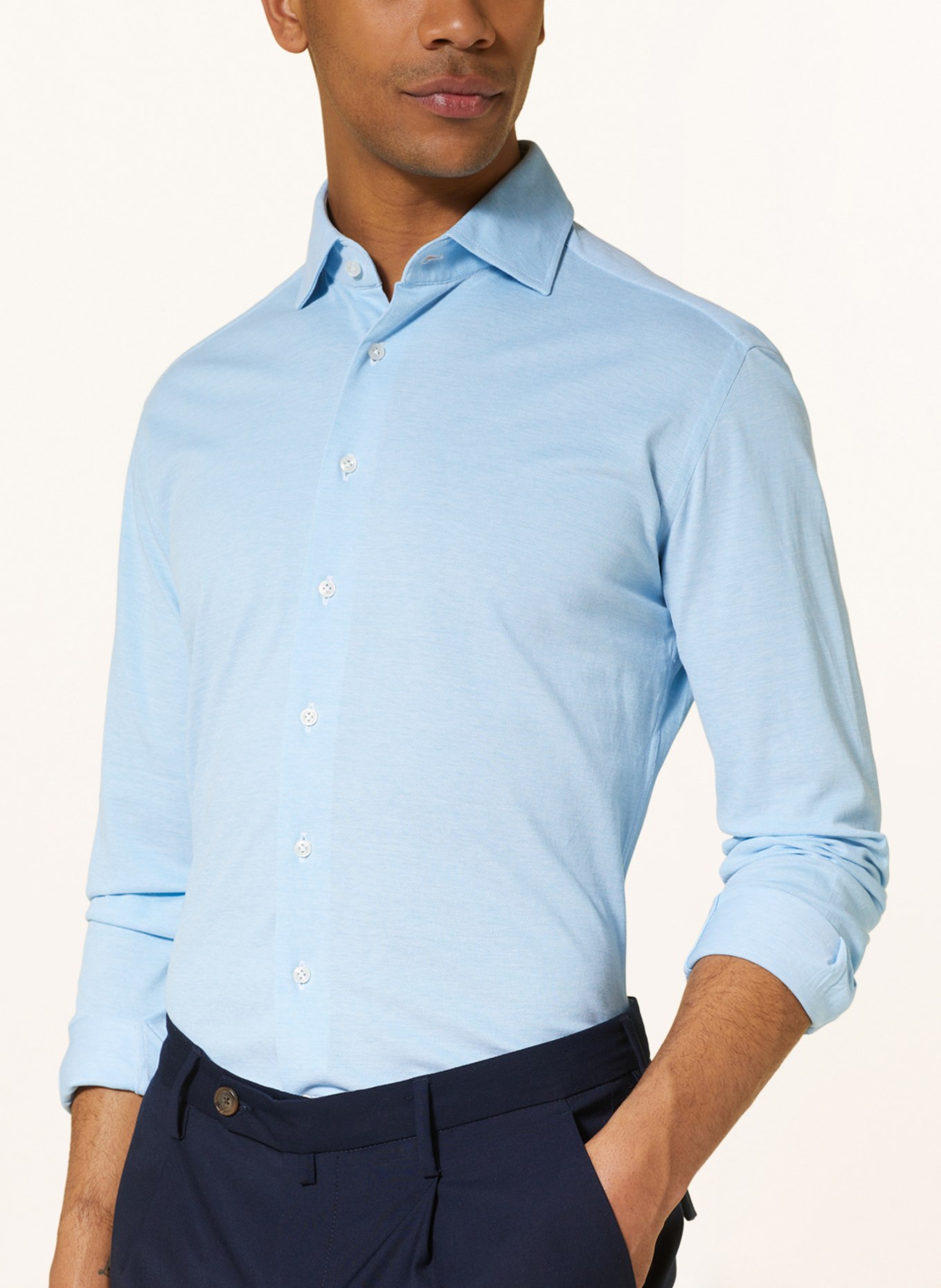 CHAS Piqué shirt ASONI classic fit: LIGHT BLUE