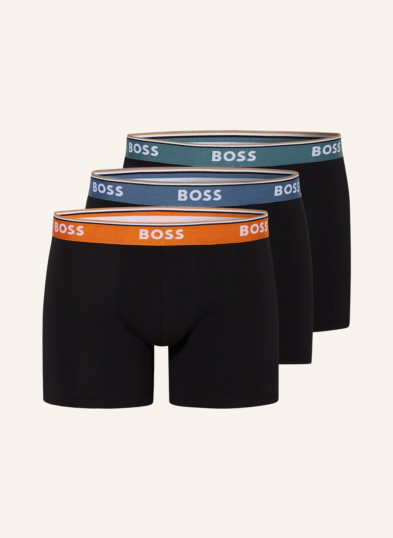 BOSS 3er-Pack Boxershorts, Farbe: ORANGE/ BLAUGRAU/ PETROL (Bild 1)