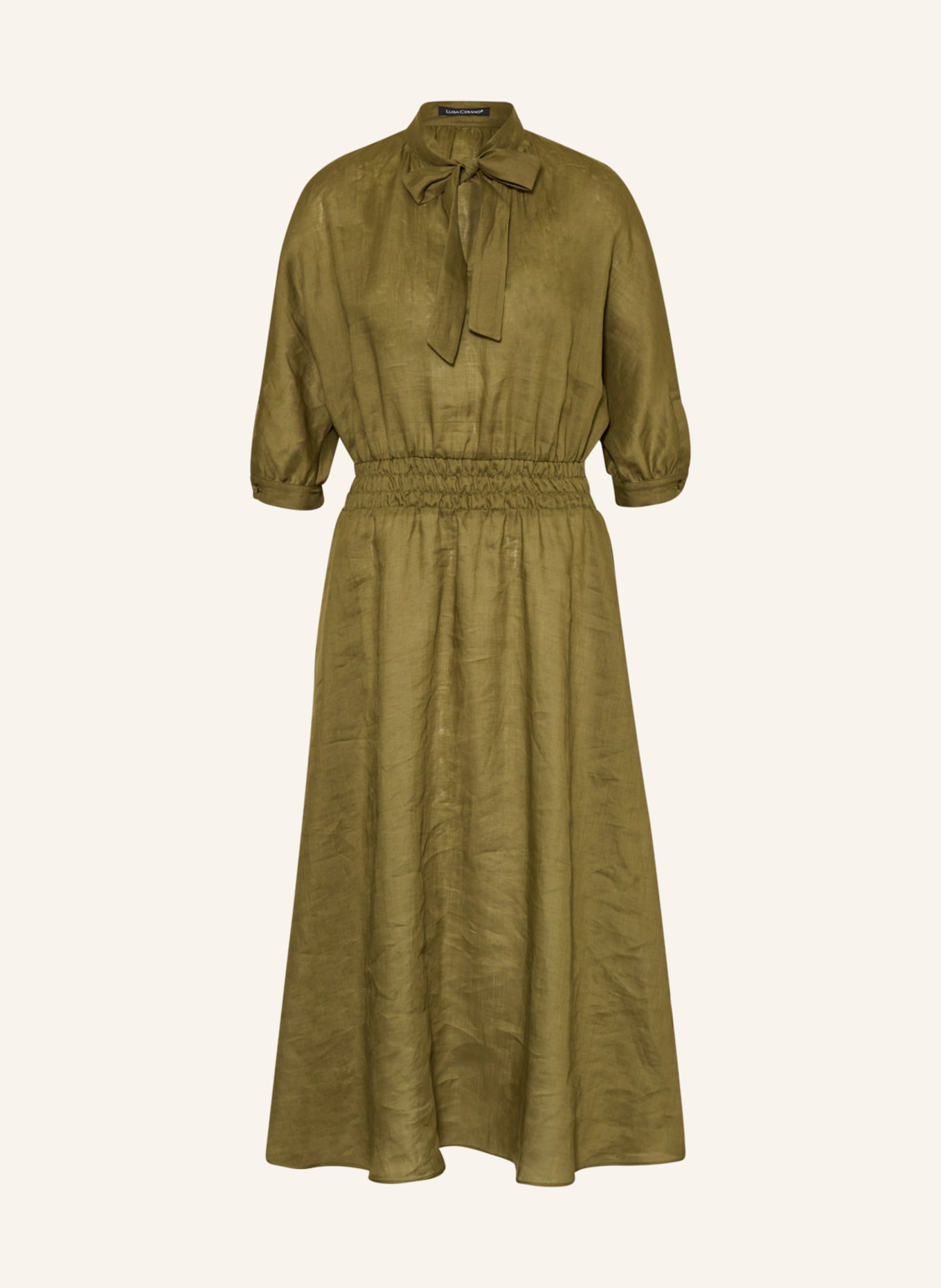 LUISA CERANO Šaty s vázačkou s 3/4 rukávem, Barva: KHAKI (Obrázek 1)