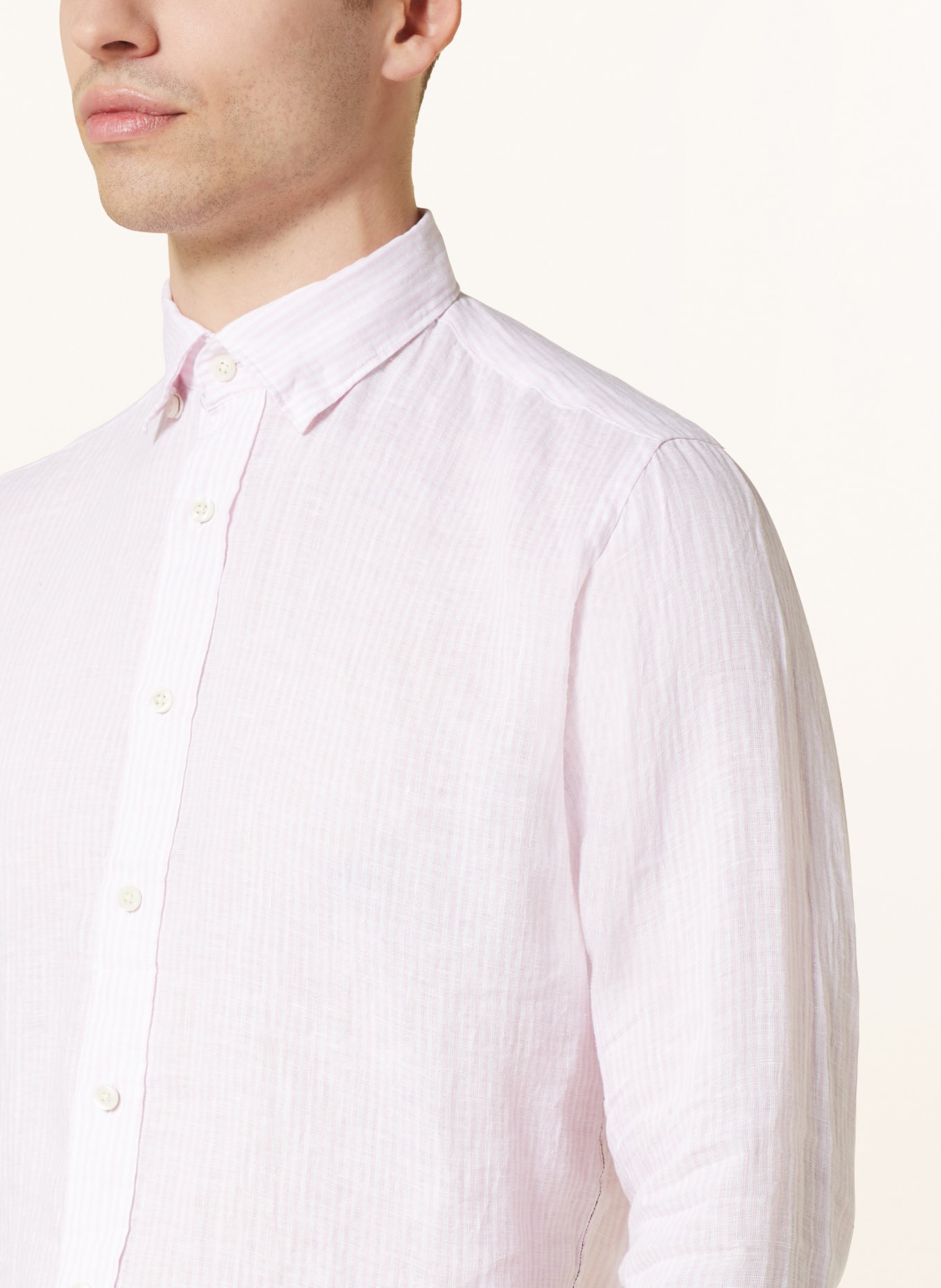 FIL NOIR Linen shirt ROMA shaped fit, Color: LIGHT PINK/ WHITE (Image 4)