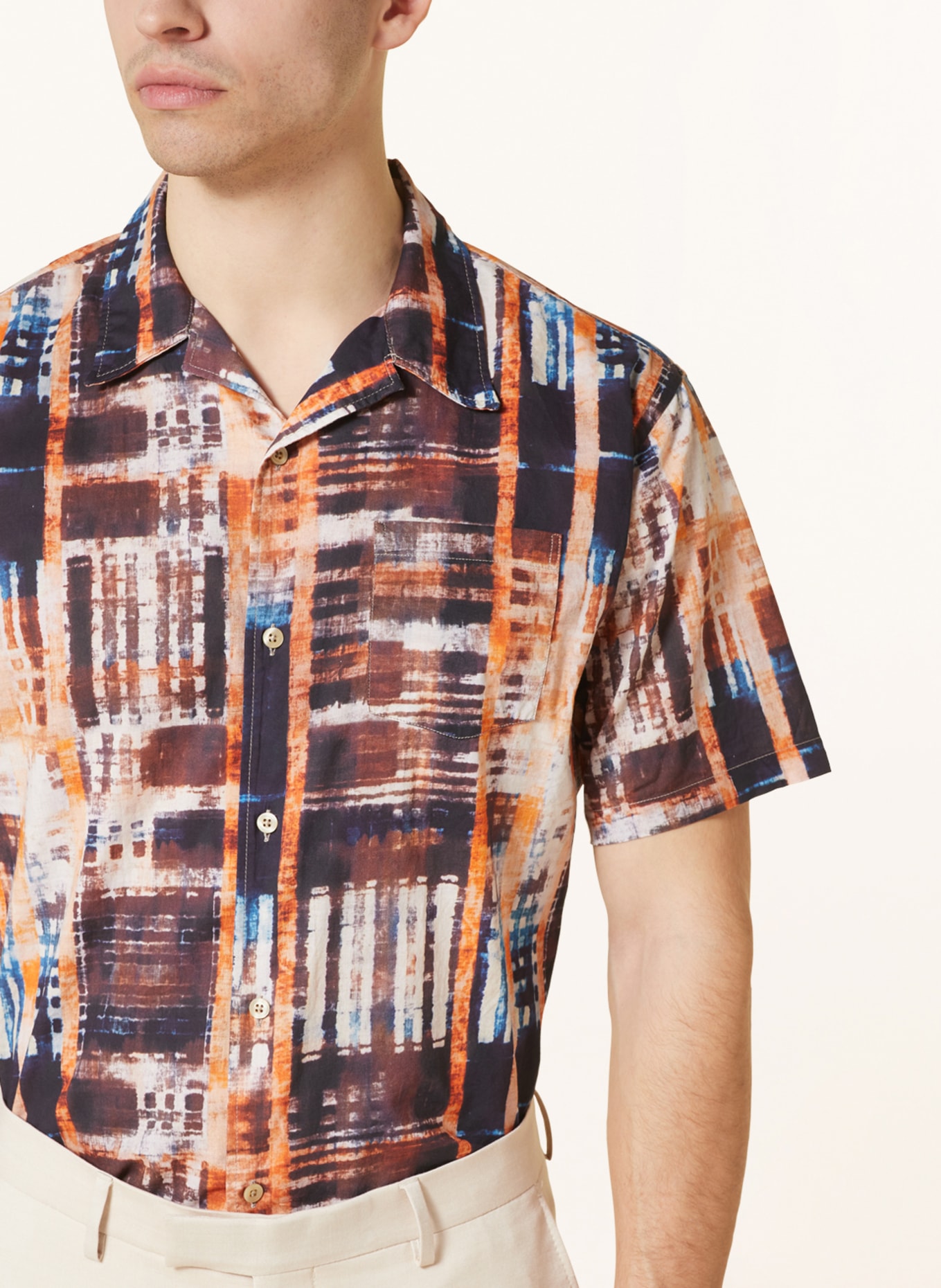 FIL NOIR Resort shirt OLBIA comfort fit, Color: DARK BROWN/ BROWN/ ORANGE (Image 4)