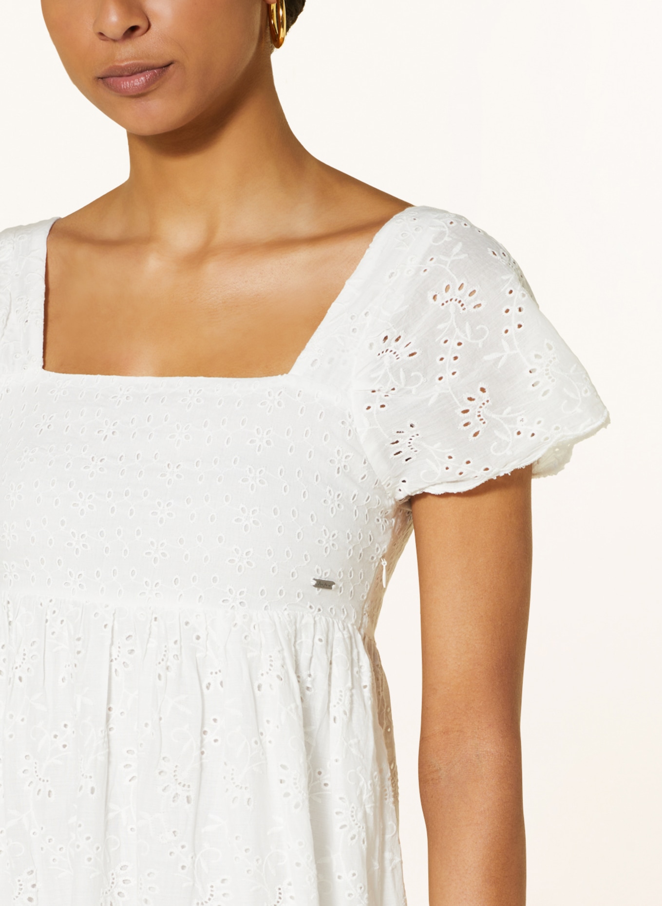 Pepe Jeans Dress PERI with broderie anglaise, Color: WHITE (Image 4)