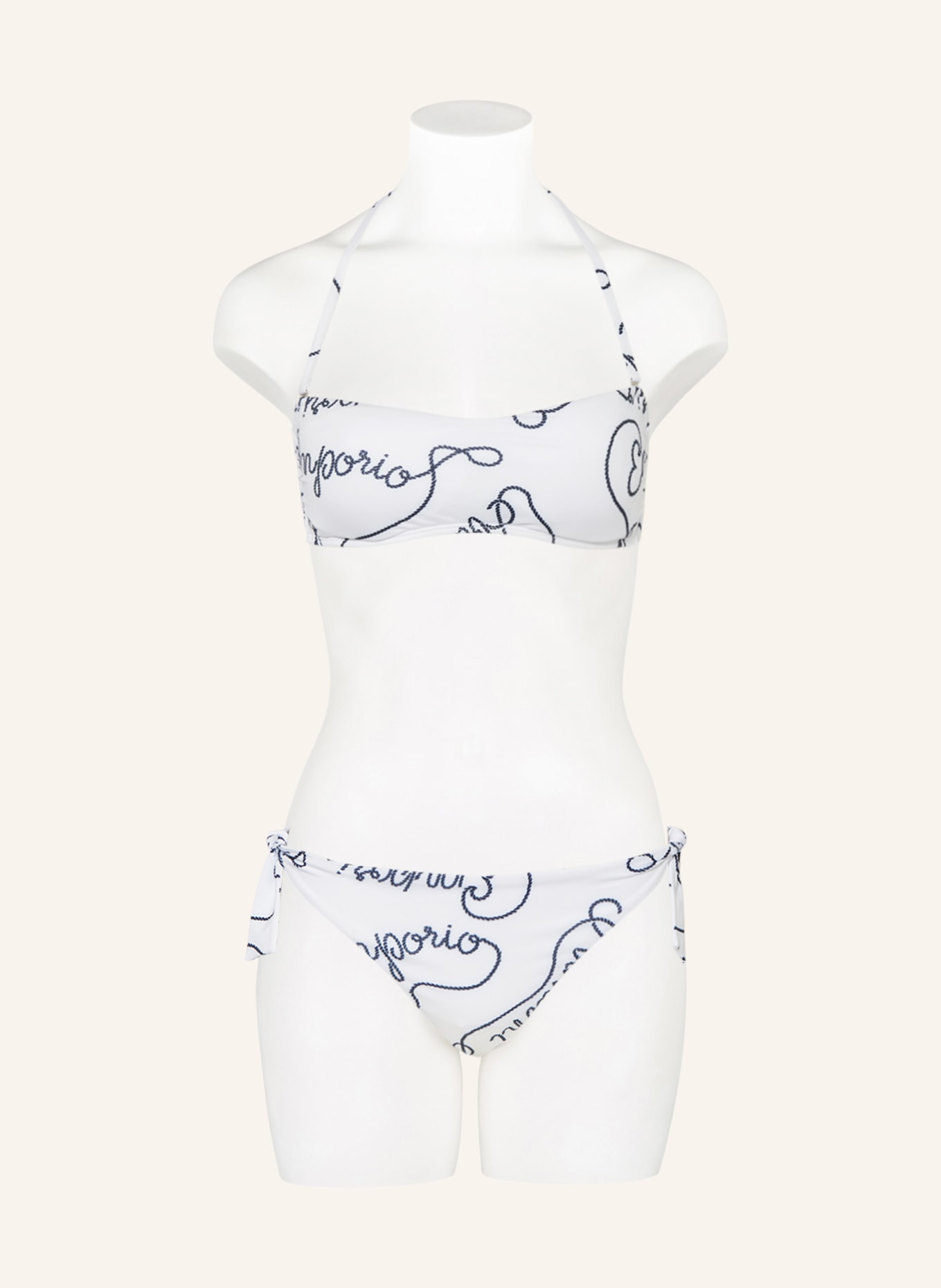 EMPORIO ARMANI Bandeau bikini, Color: WHITE/ DARK BLUE (Image 2)