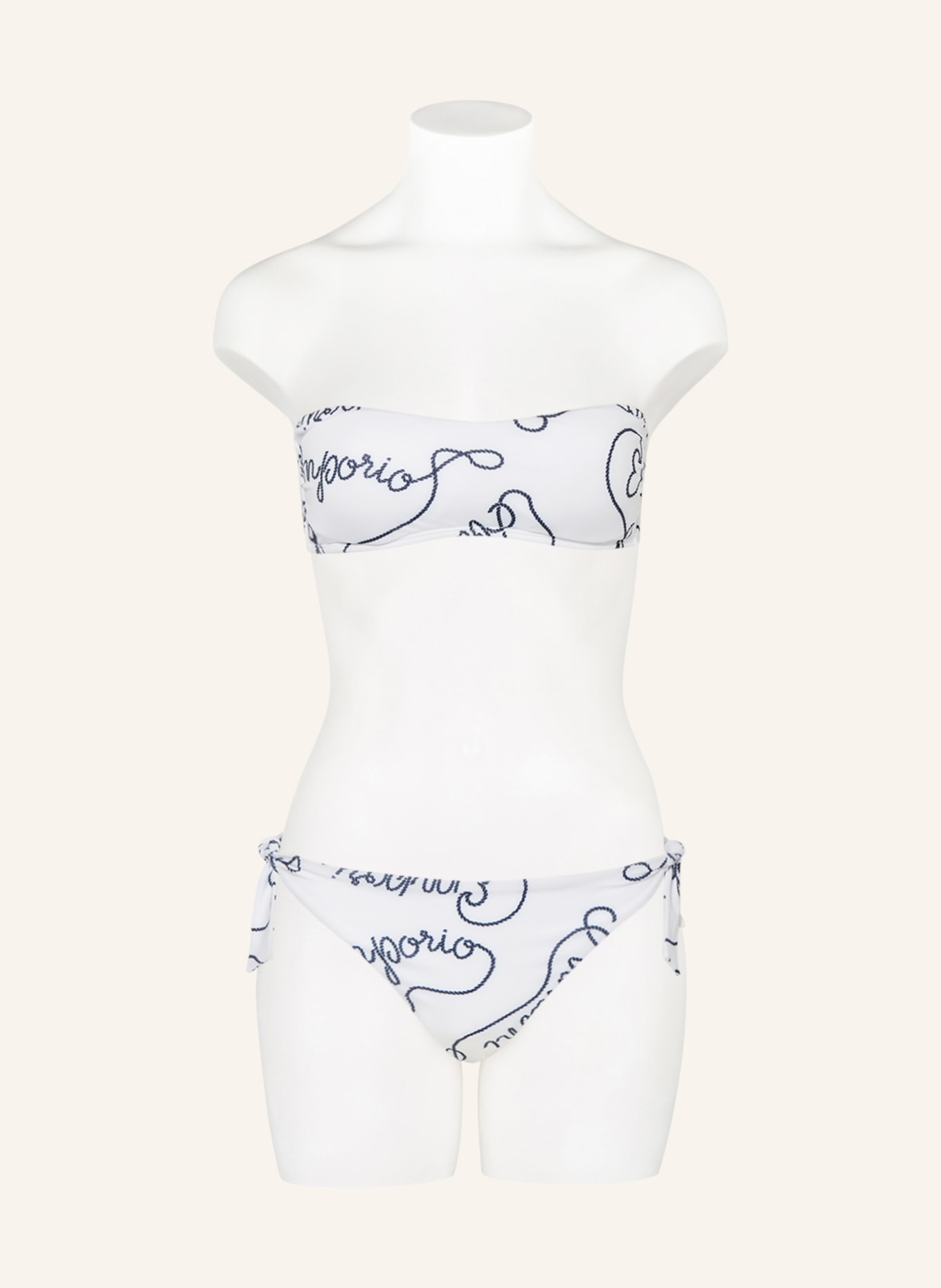 EMPORIO ARMANI Bandeau bikini, Color: WHITE/ DARK BLUE (Image 4)