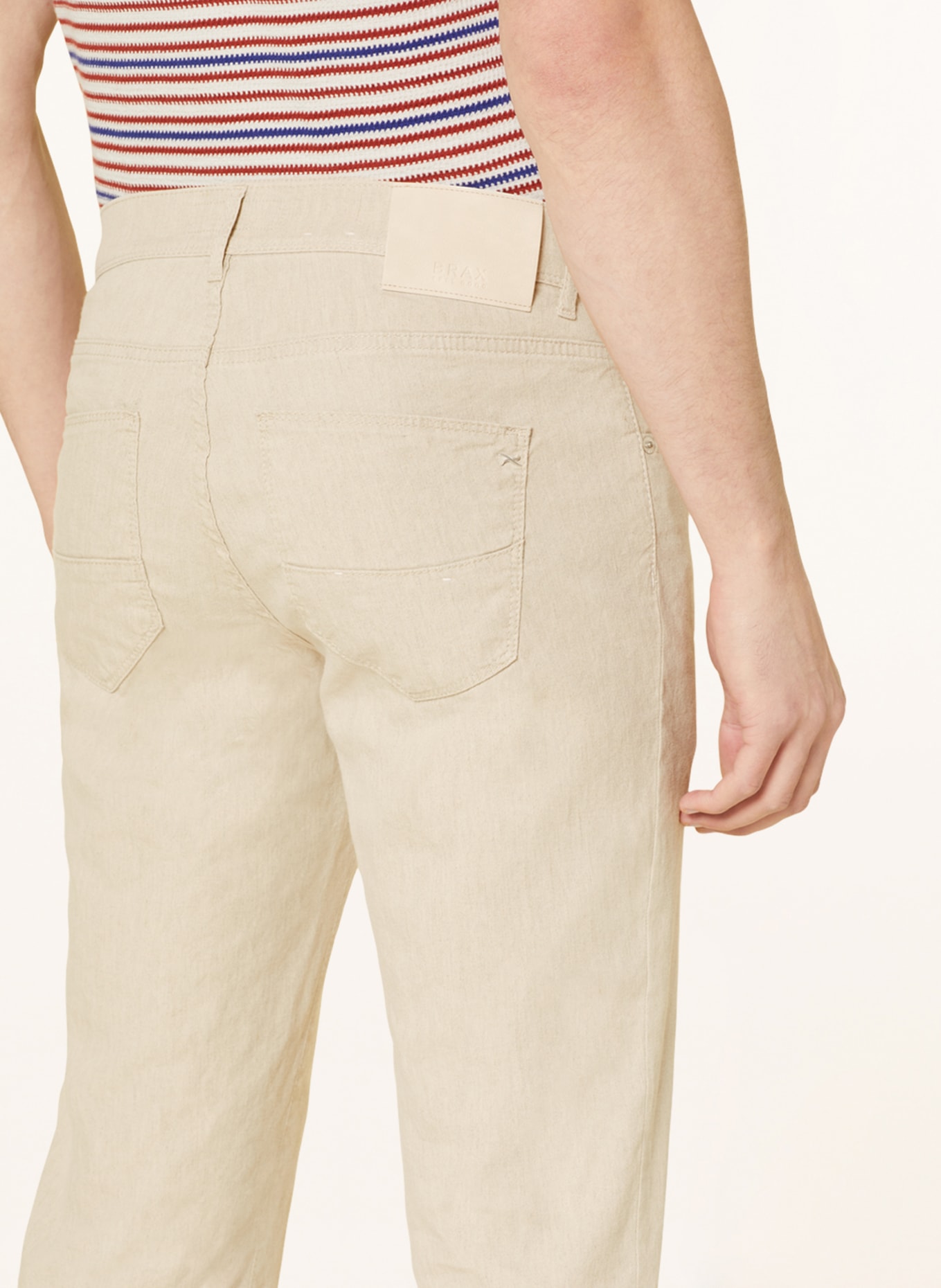 BRAX Trousers CADIZ straight fit with linen, Color: BEIGE (Image 5)