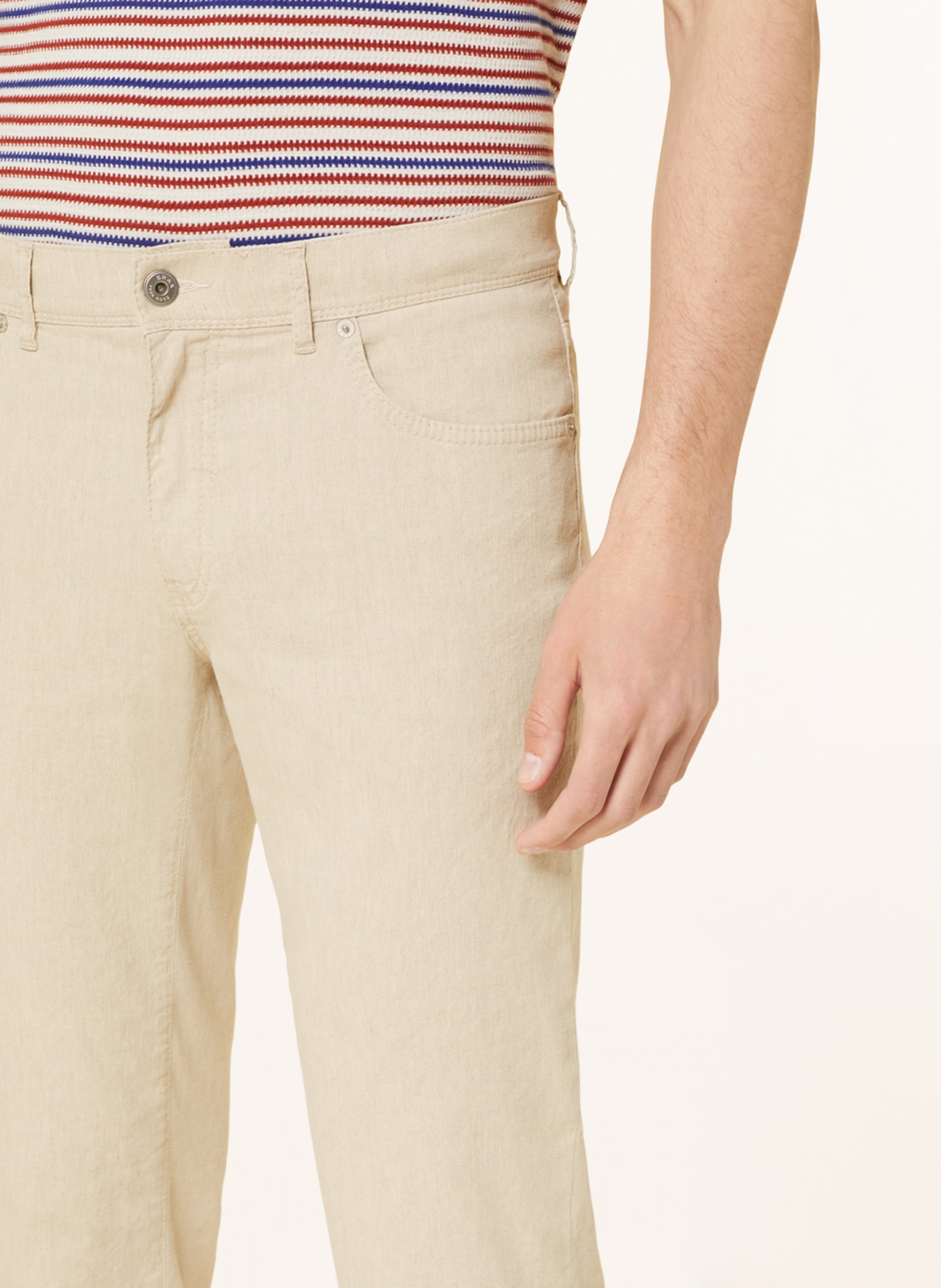 BRAX Trousers CADIZ straight fit with linen, Color: BEIGE (Image 6)