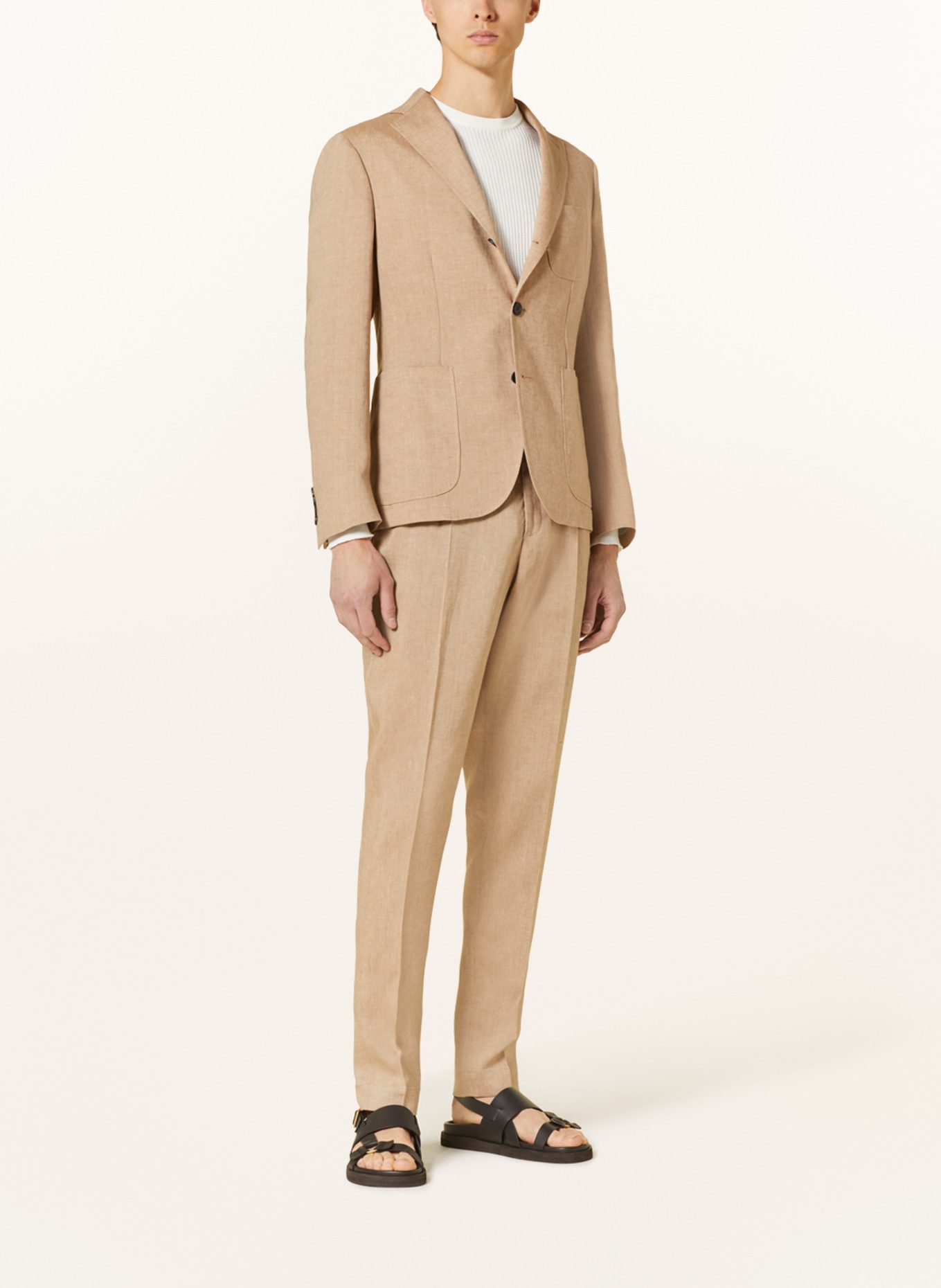 PESERICO Anzughose im Jogging-Stil Extra Slim Fit aus Leinen, Farbe: 945 Camel (Bild 2)