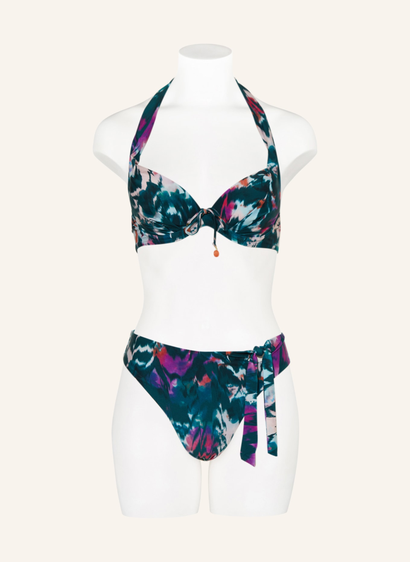 CYELL High-Waist-Bikini-Hose IKAT TEAL, Farbe: PETROL/ LILA/ HELLROSA (Bild 2)
