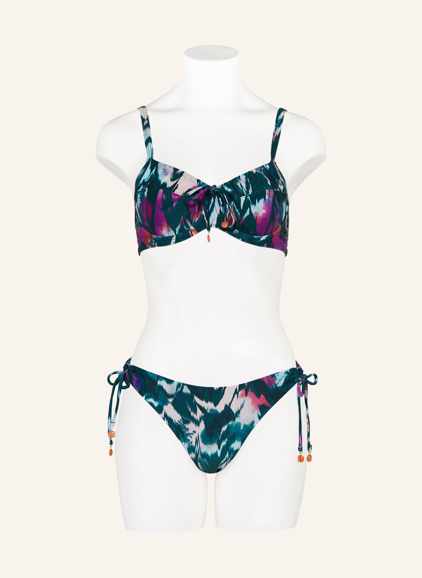CYELL Triangel-Bikini-Hose IKAT TEAL, Farbe: PETROL/ PINK/ HELLROSA (Bild 2)