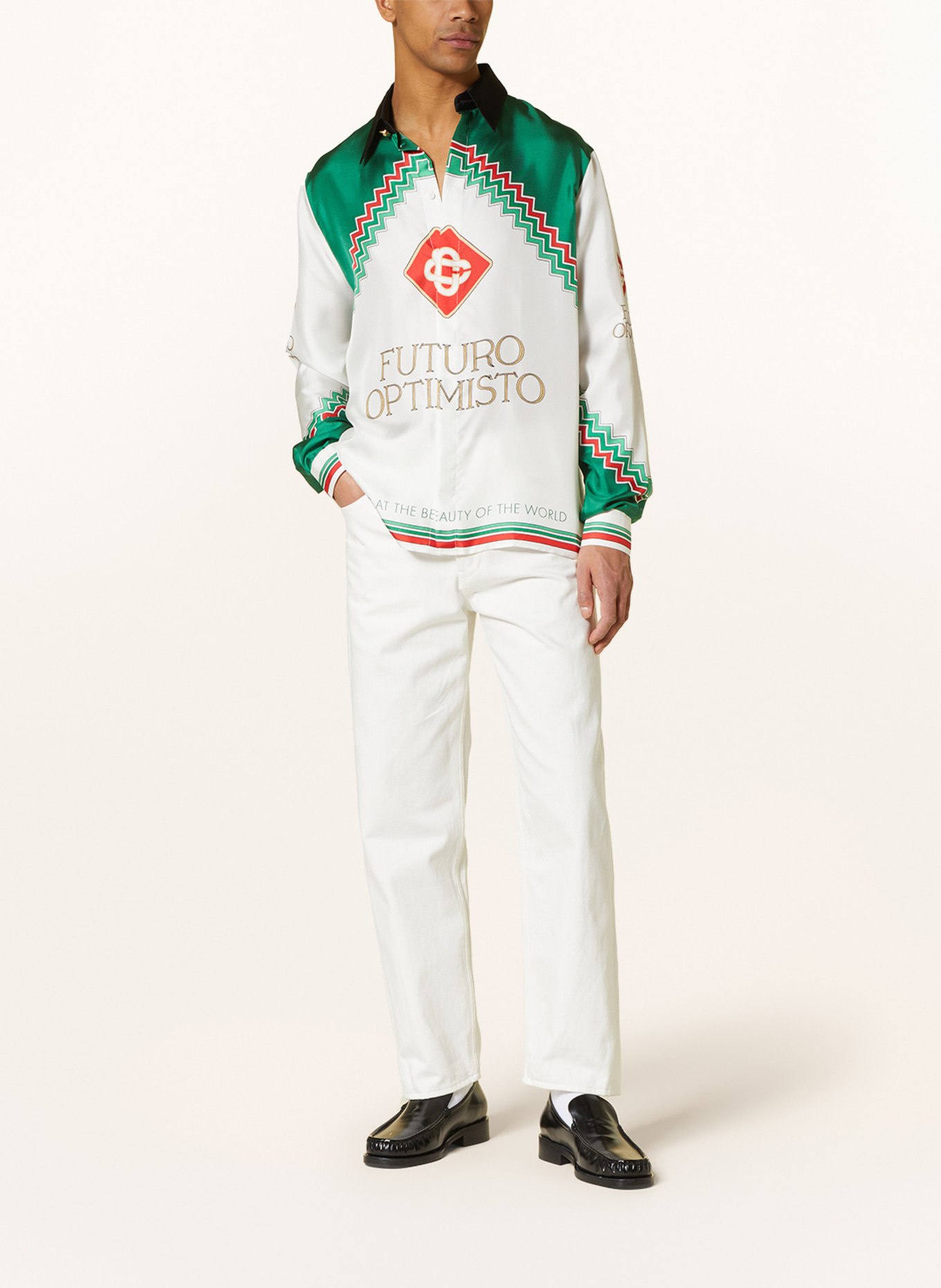 Casablanca Silk shirt comfort fit, Color: DARK GREEN/ RED/ WHITE (Image 2)
