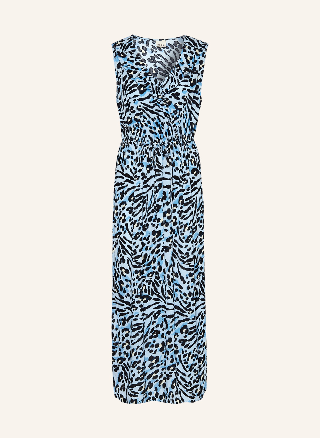ICHI Sukienka muślinowa IHMARRAKECH z falbankami, Kolor: JASNONIEBIESKI/ GRANATOWY/ NIEBIESKI (Obrazek 1)