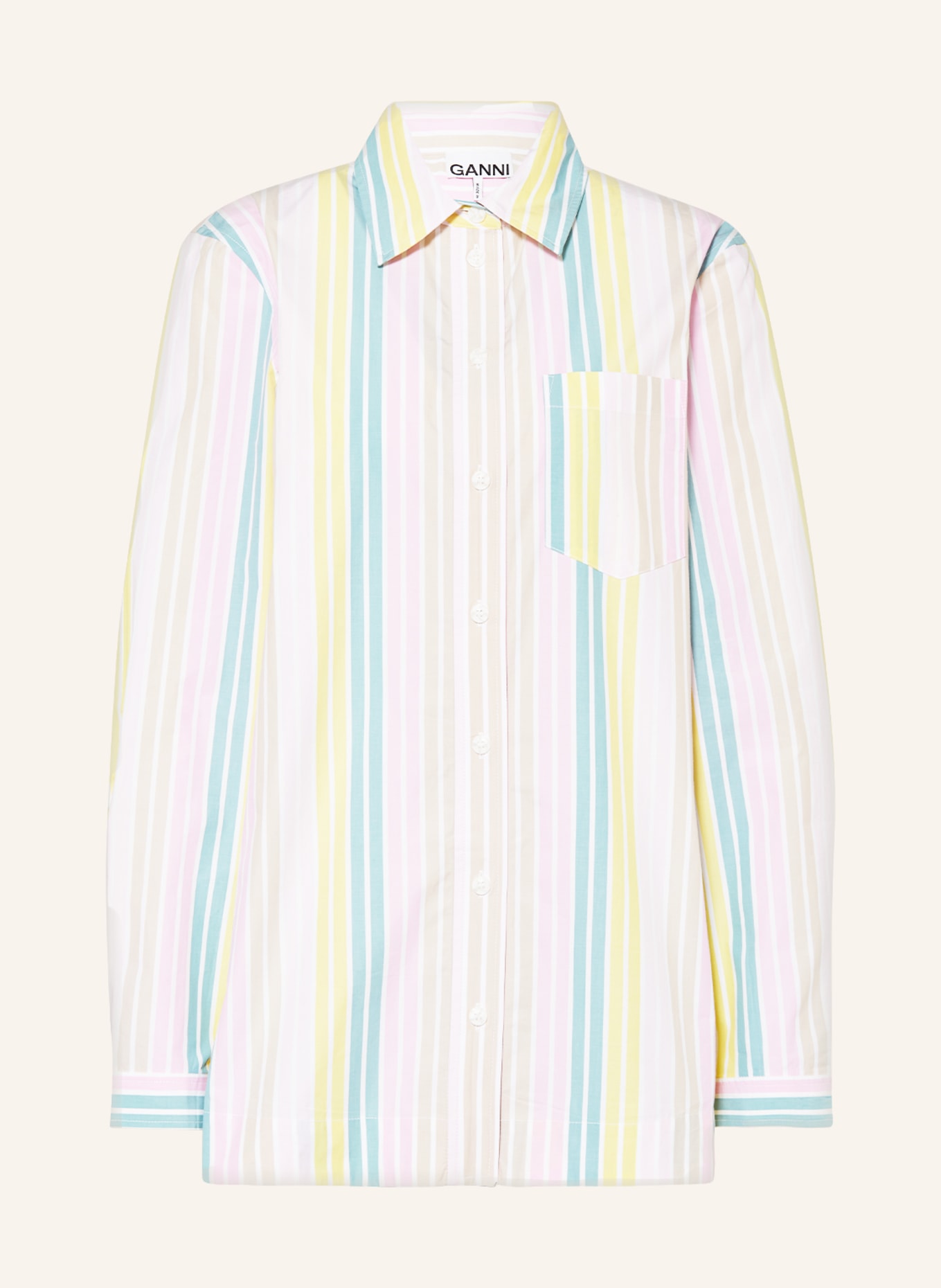 GANNI Shirt blouse, Color: PINK/ BEIGE/ GREEN (Image 1)