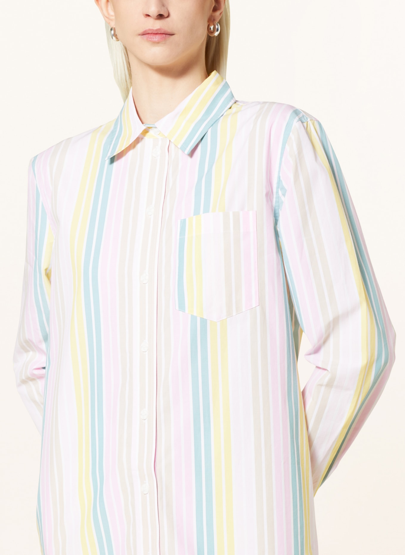 GANNI Shirt blouse, Color: PINK/ BEIGE/ GREEN (Image 4)
