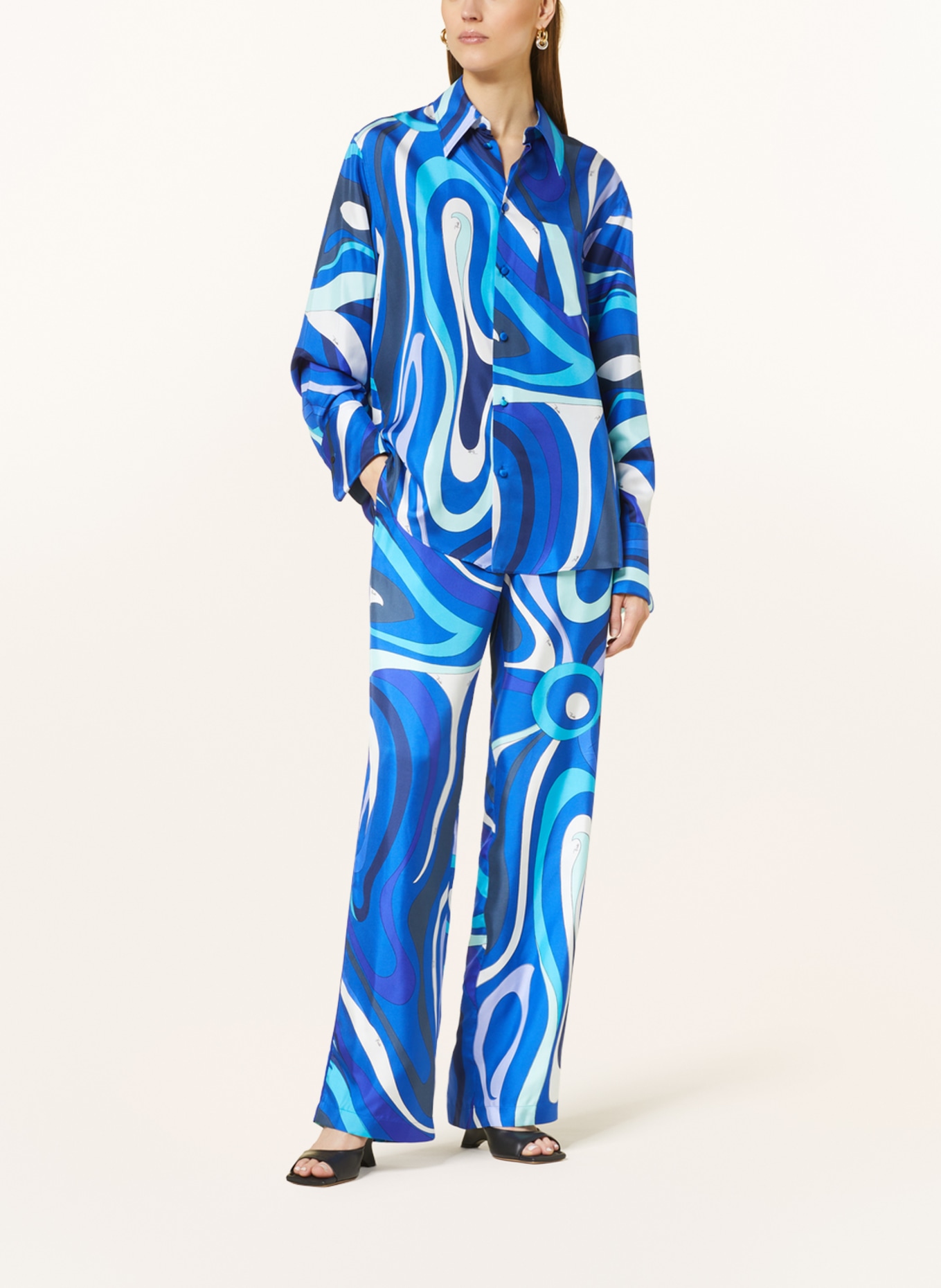 PUCCI Silk pants, Color: WHITE/ BLUE/ PURPLE (Image 2)