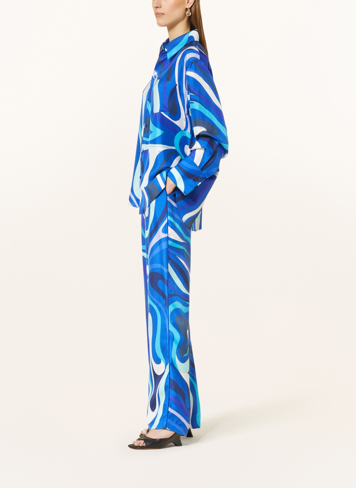 PUCCI Silk pants, Color: WHITE/ BLUE/ PURPLE (Image 4)