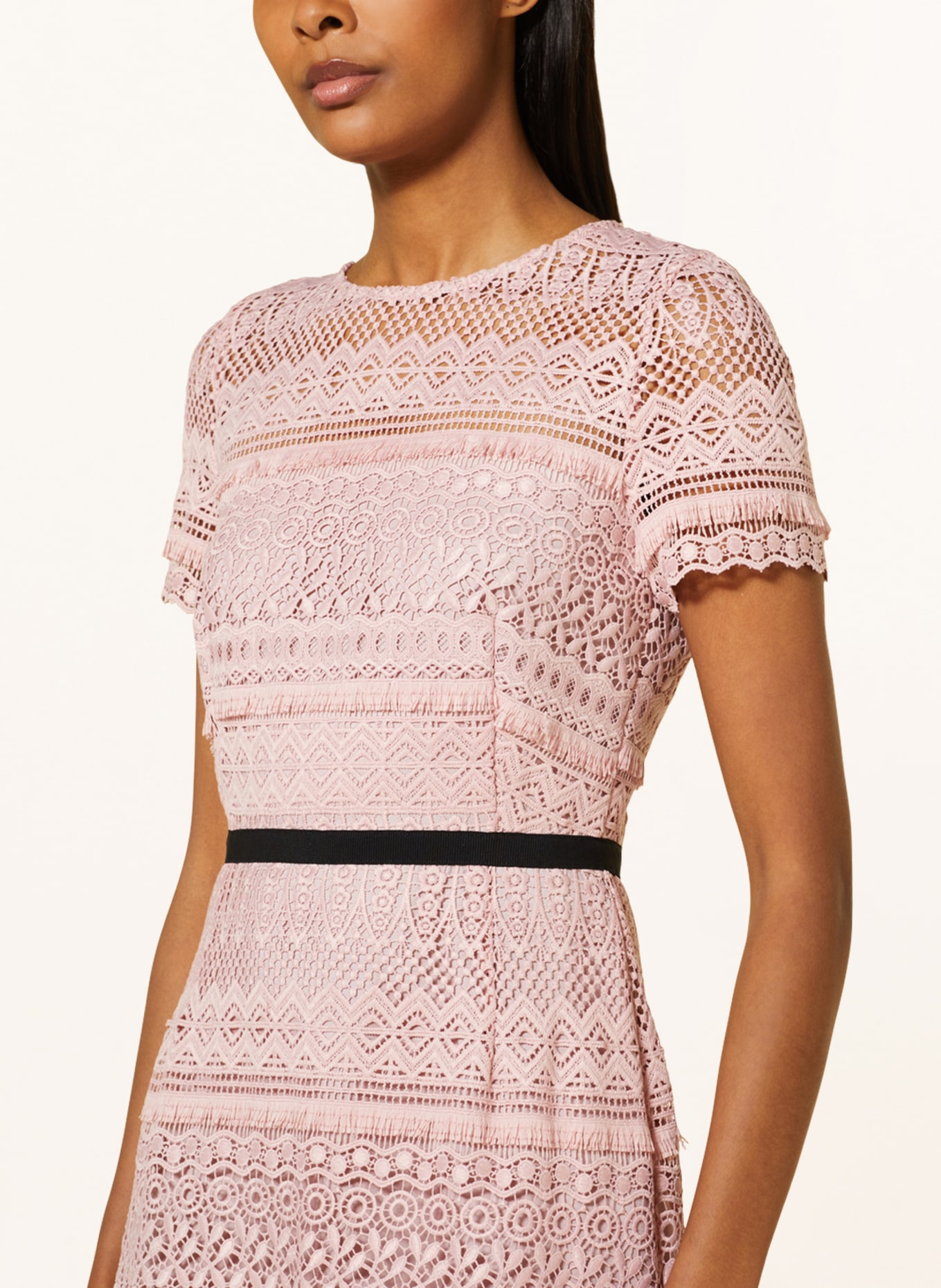 SWING Cocktail dress in crochet lace, Color: ROSE (Image 4)