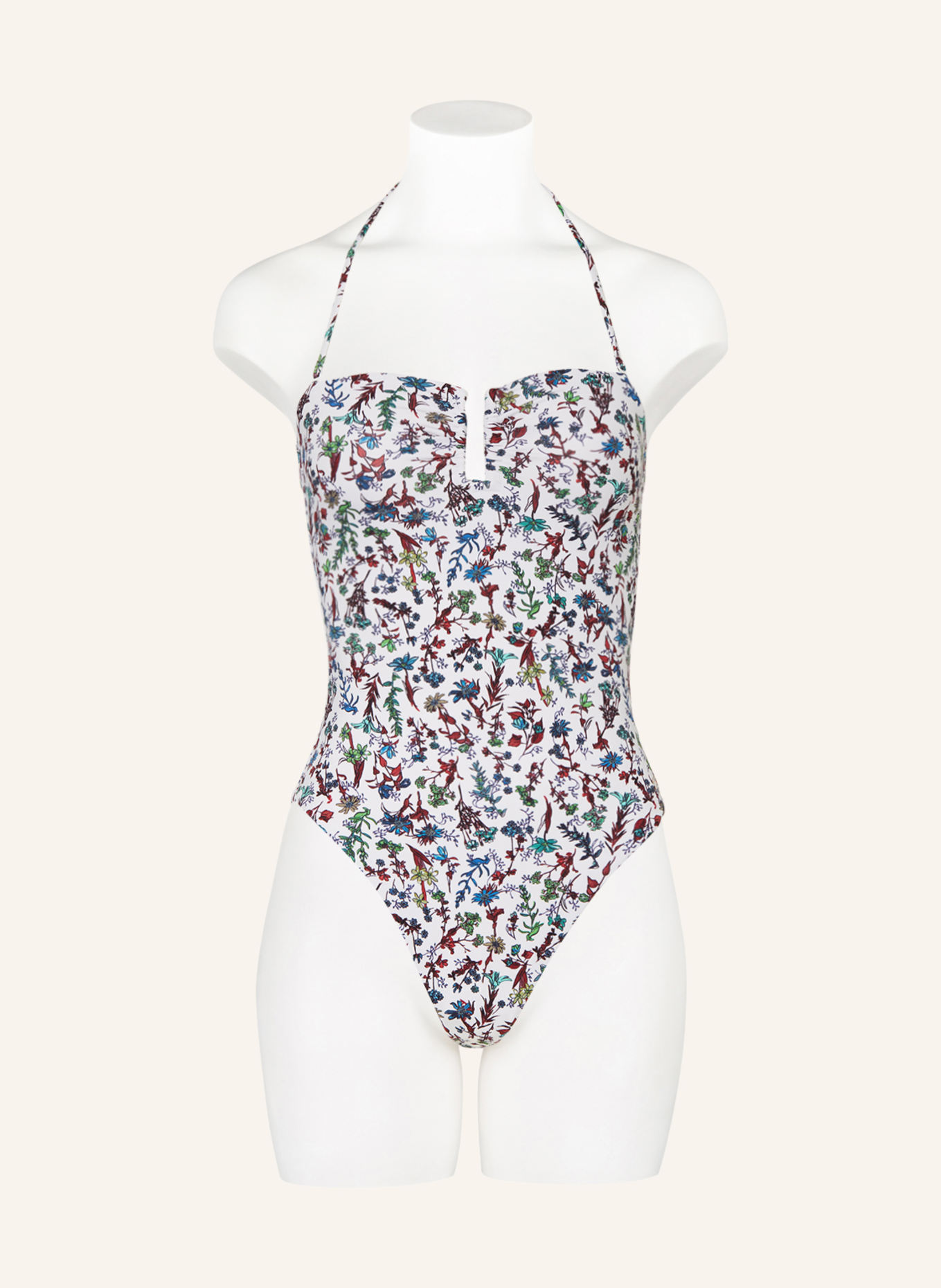 TOMMY HILFIGER Bandeau swimsuit in white/ blue/ green
