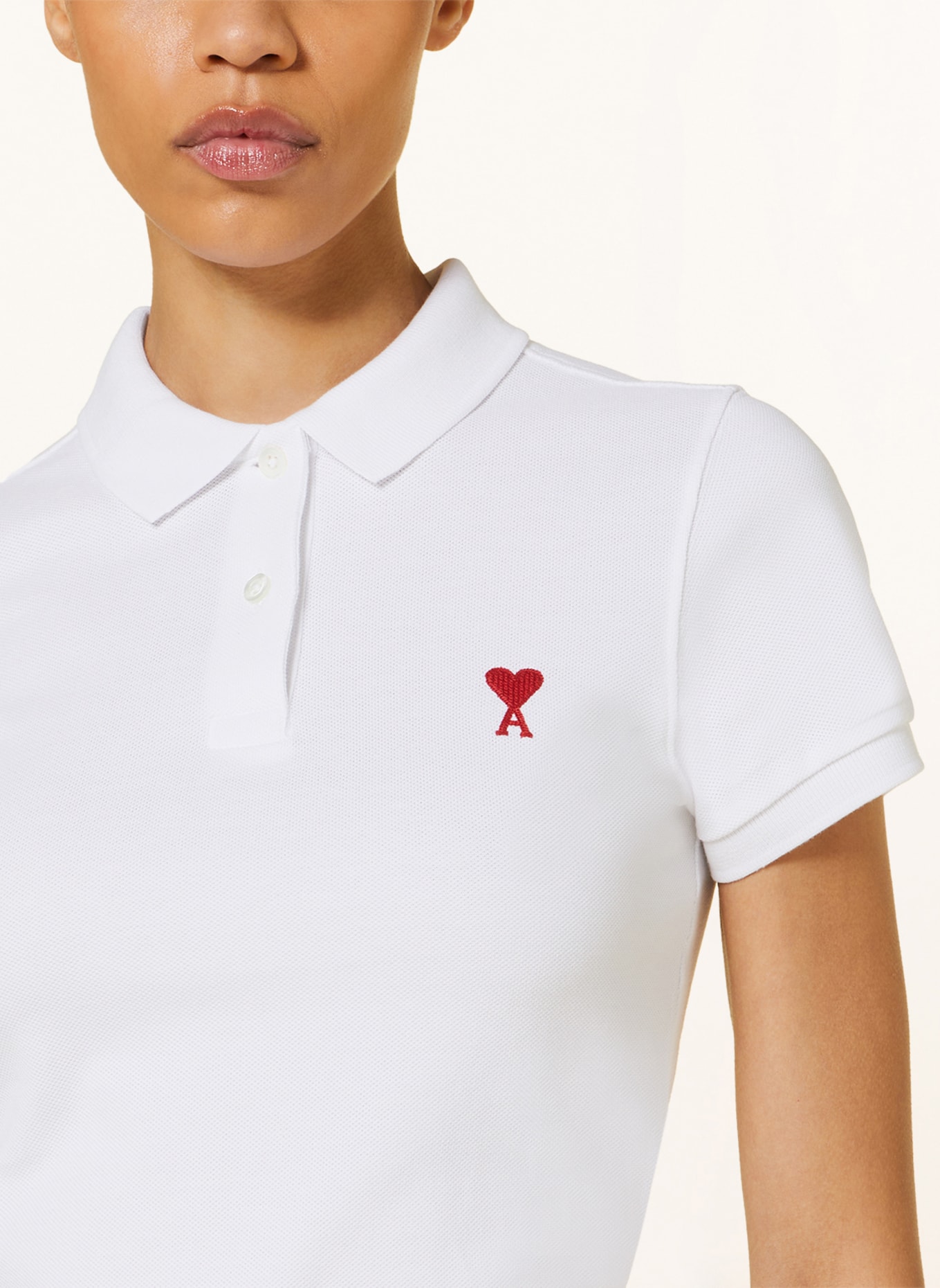 AMI PARIS Piqué-Poloshirt, Farbe: WEISS (Bild 4)