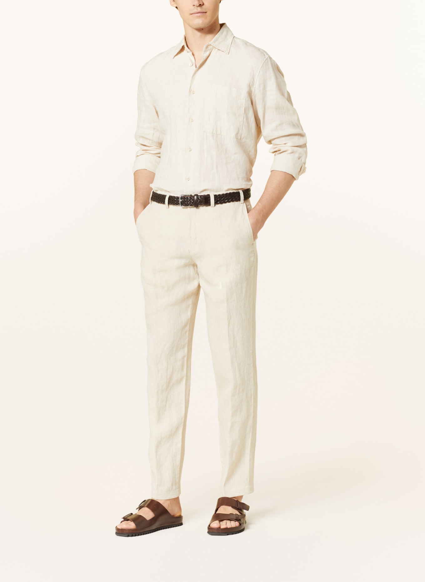 HILTL Lněné chino kalhoty Regular Fit, Barva: KRÉMOVÁ (Obrázek 2)