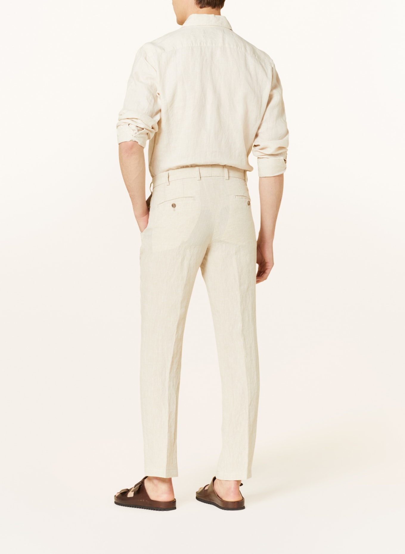 HILTL Lněné chino kalhoty Regular Fit, Barva: KRÉMOVÁ (Obrázek 3)