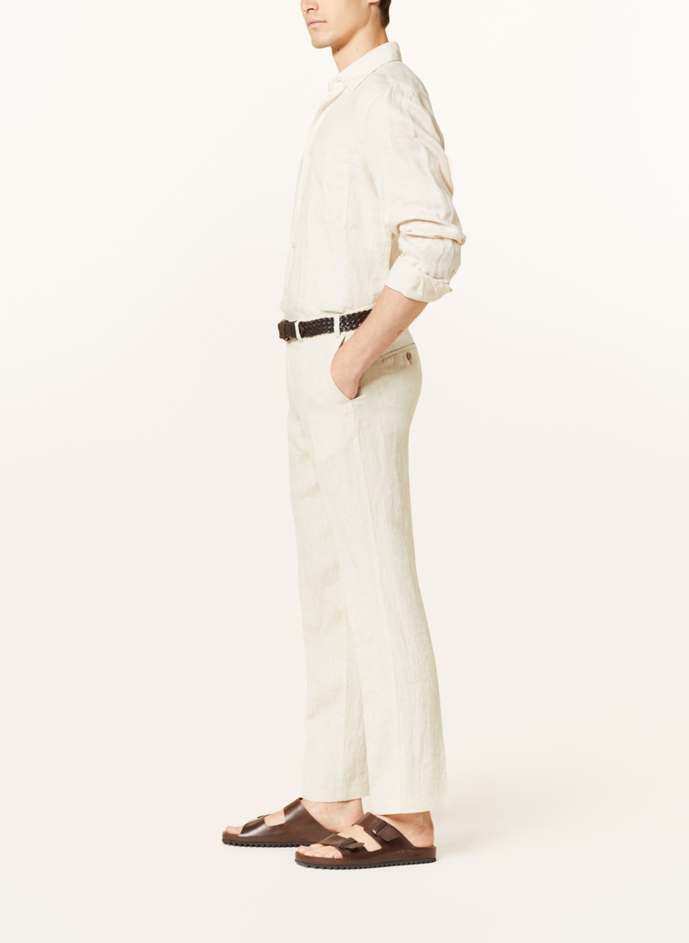 HILTL Lněné chino kalhoty Regular Fit, Barva: KRÉMOVÁ (Obrázek 4)