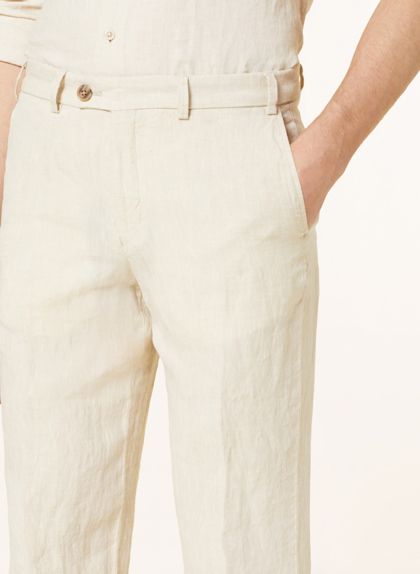 HILTL Lněné chino kalhoty Regular Fit, Barva: KRÉMOVÁ (Obrázek 5)