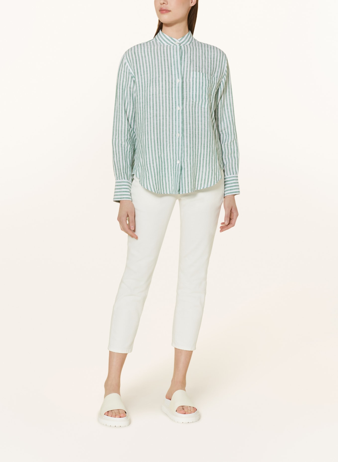ROBERT FRIEDMAN Linen blouse, Color: WHITE/ GREEN (Image 2)