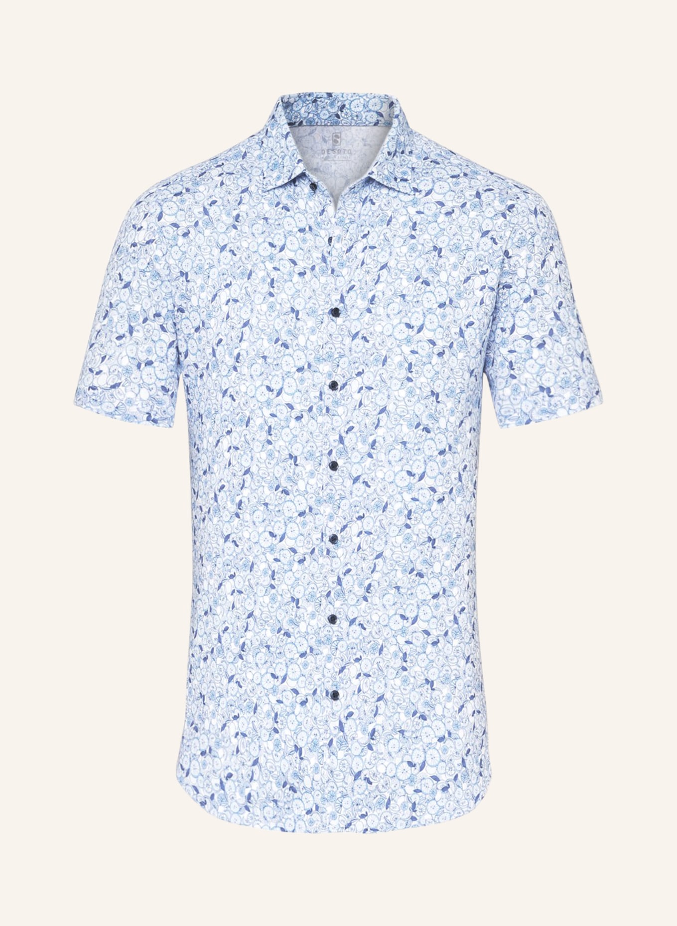 DESOTO Koszula z krótkim rękawem slim fit z dżerseju, Kolor: NIEBIESKI/ BIAŁY (Obrazek 1)