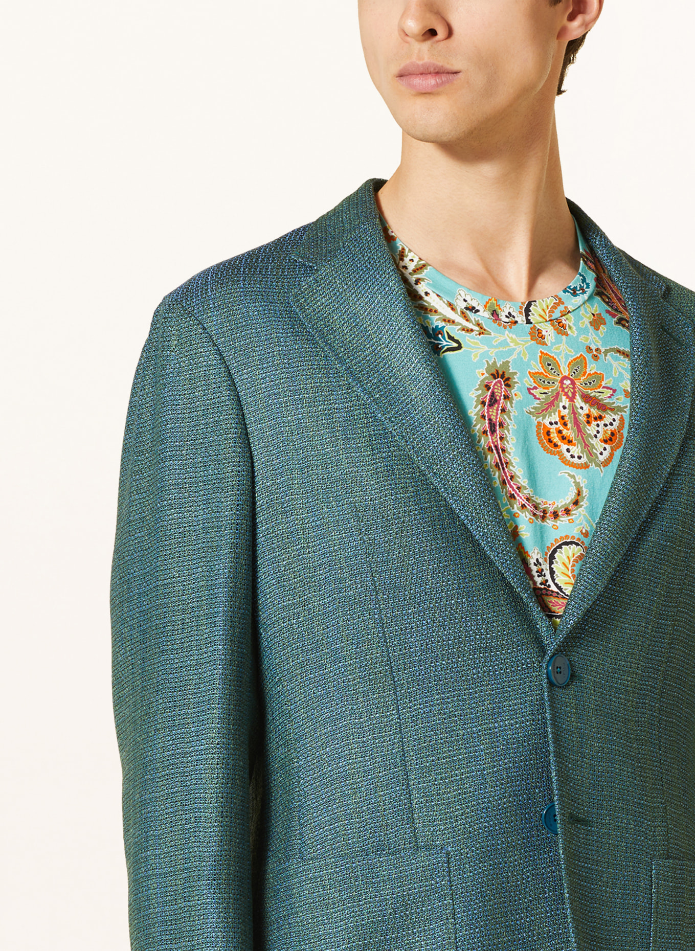 ETRO Tailored jacket slim fit, Color: GREEN/ BLUE (Image 5)