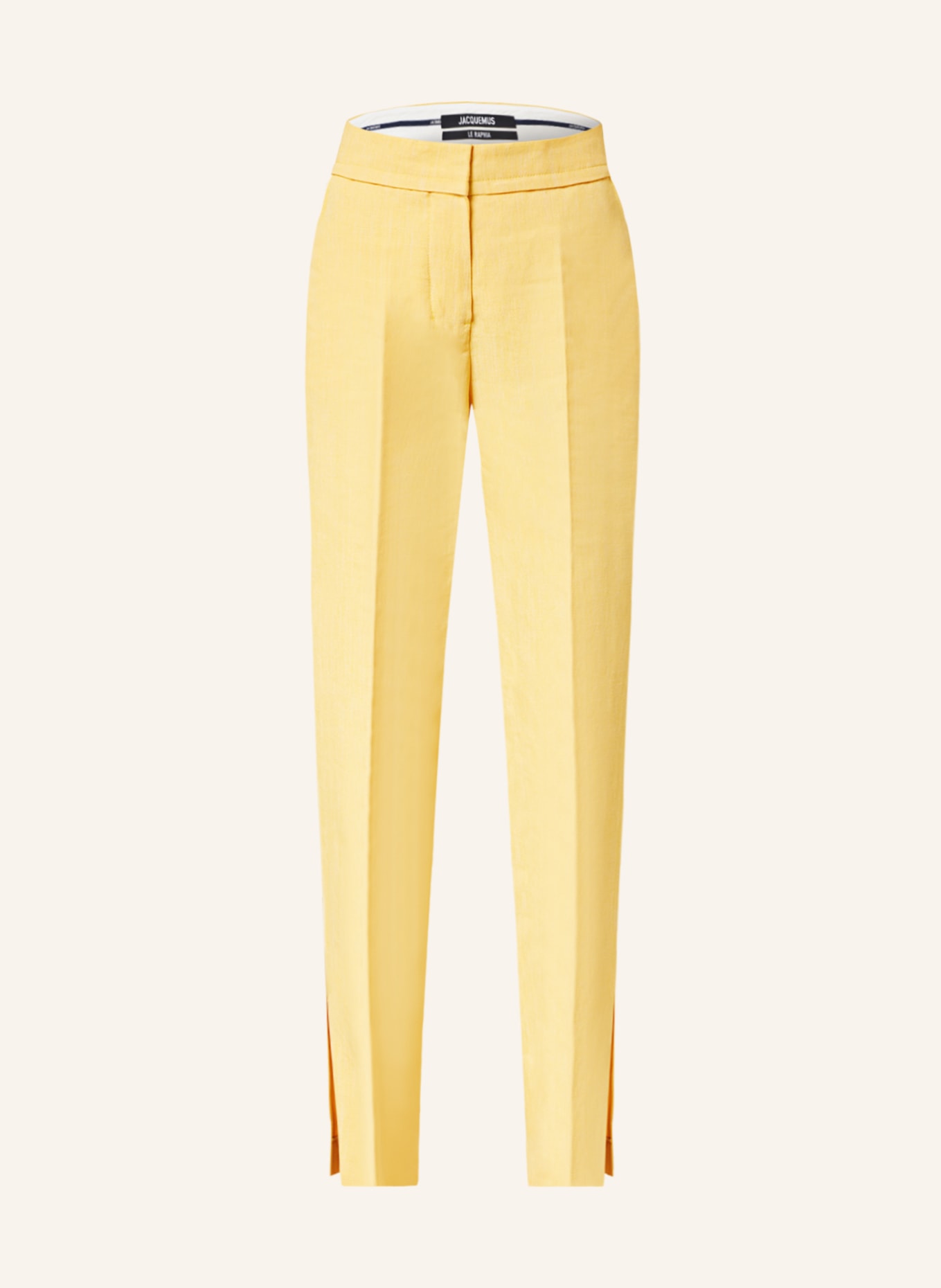 JACQUEMUS Trousers LE PANTALON TIBAU with linen, Color: YELLOW (Image 1)