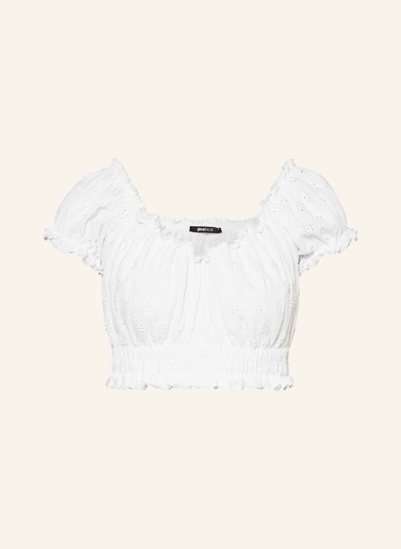 gina tricot Cropped shirt RUBY with broderie anglaise, Color: WHITE (Image 1)