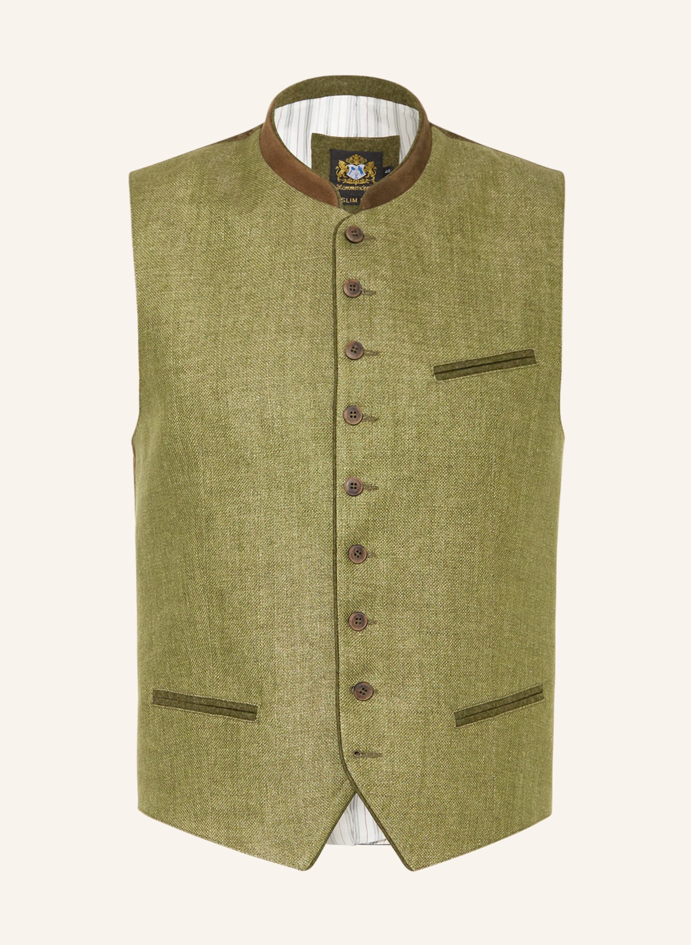 Hammerschmid Trachten vest PHIL slim fit in linen, Color: OLIVE (Image 1)