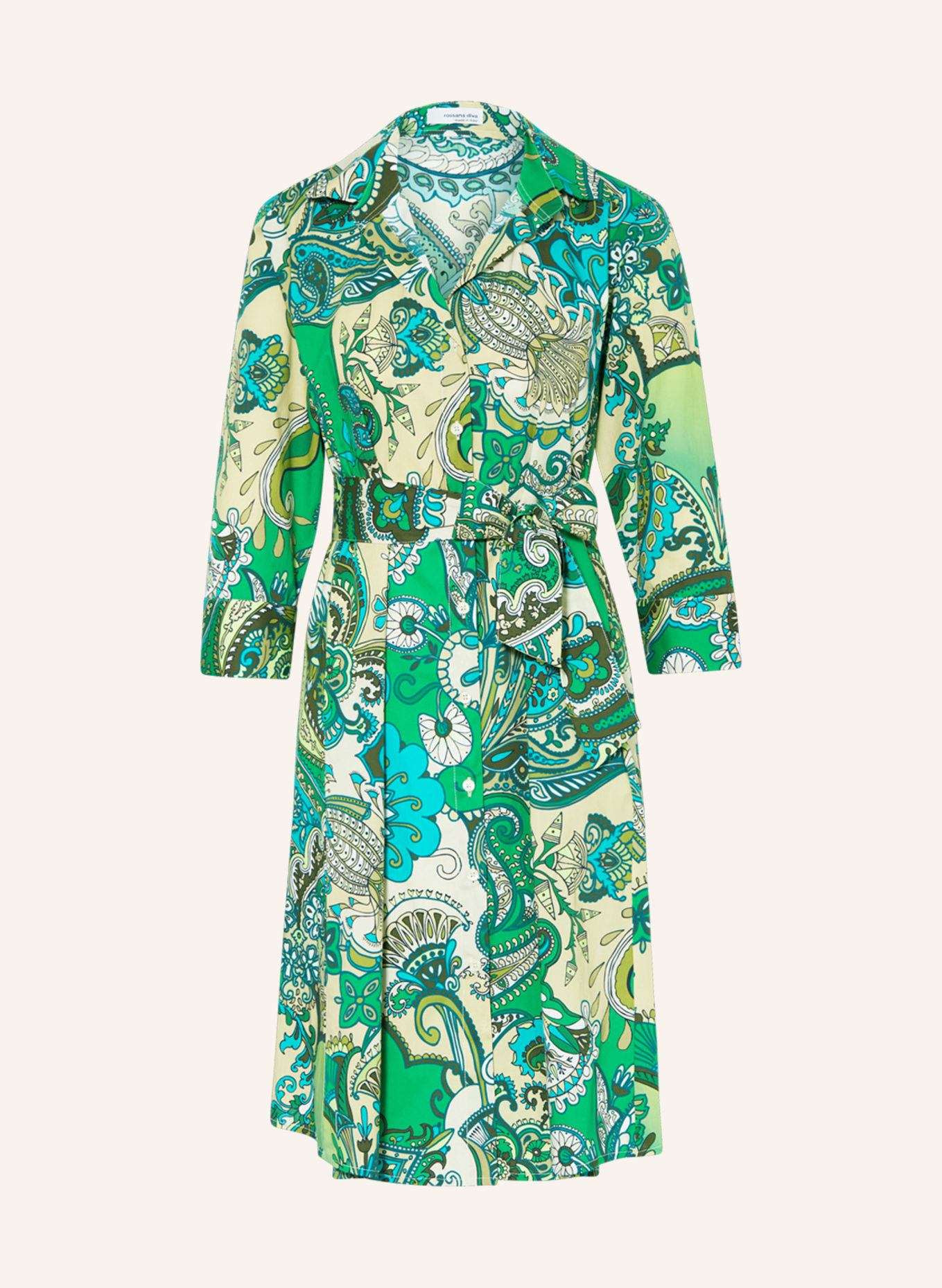rossana diva Shirt dress with 3/4 sleeves, Color: GREEN/ LIGHT GREEN/ BEIGE (Image 1)