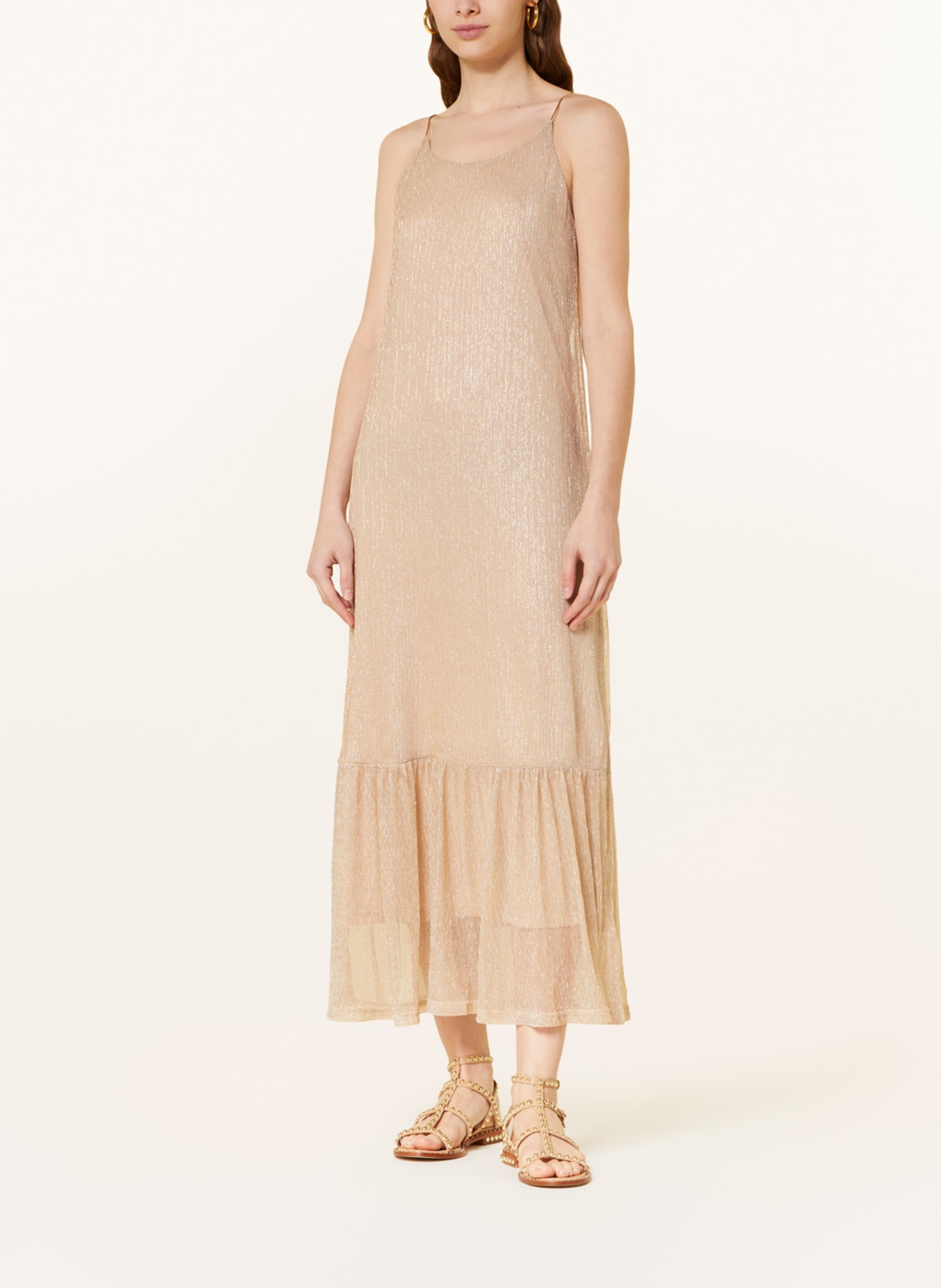 ONLY Pleated dress with glitter thread, Color: BEIGE (Image 2)