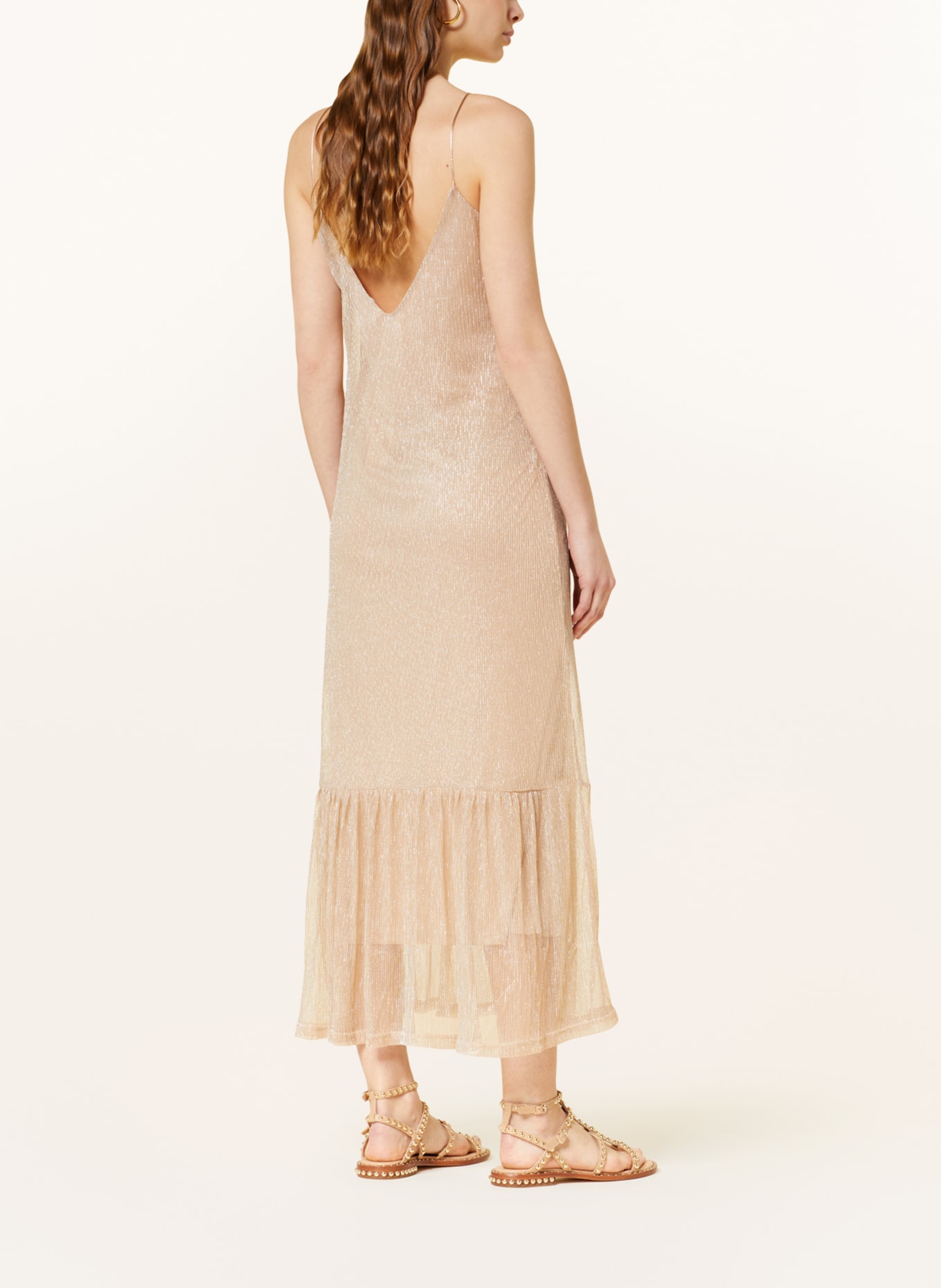 ONLY Pleated dress with glitter thread, Color: BEIGE (Image 3)