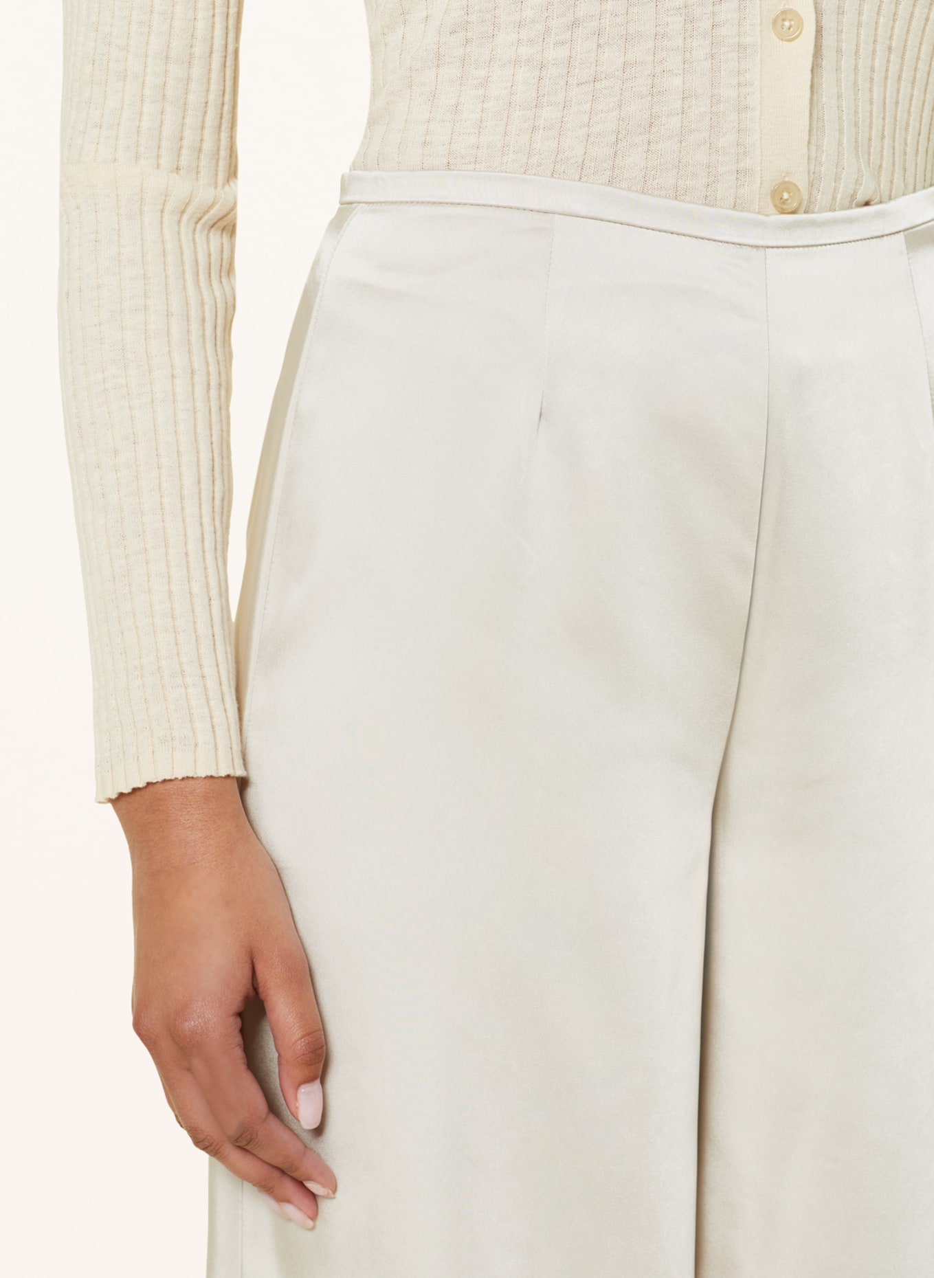 ONLY Wide leg trousers in satin, Color: CREAM (Image 5)