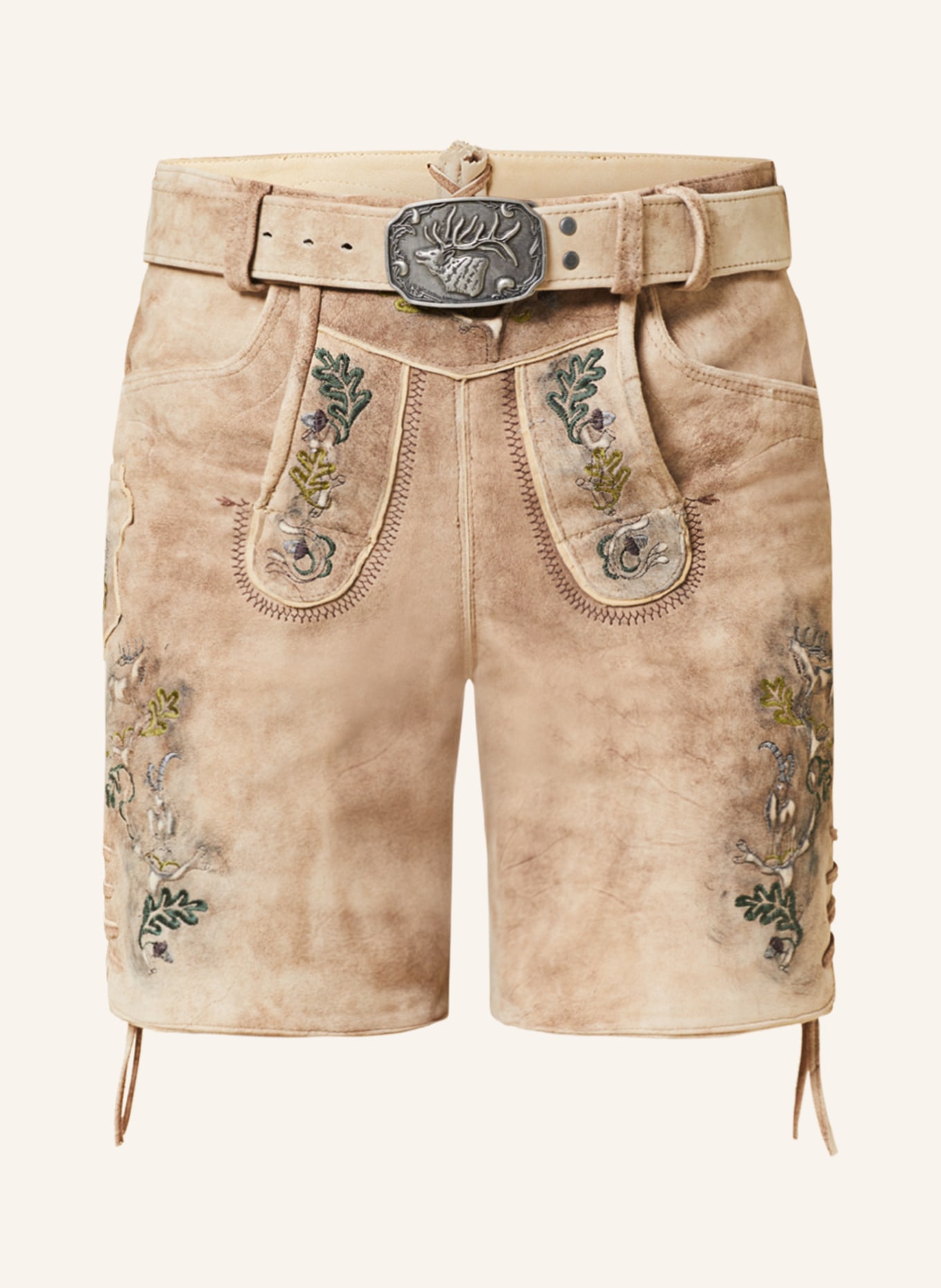 Spieth & Wensky Spodnie skórzane w stylu ludowym SCHWARZHORN, Kolor: Brike/ St.grün (Obrazek 1)