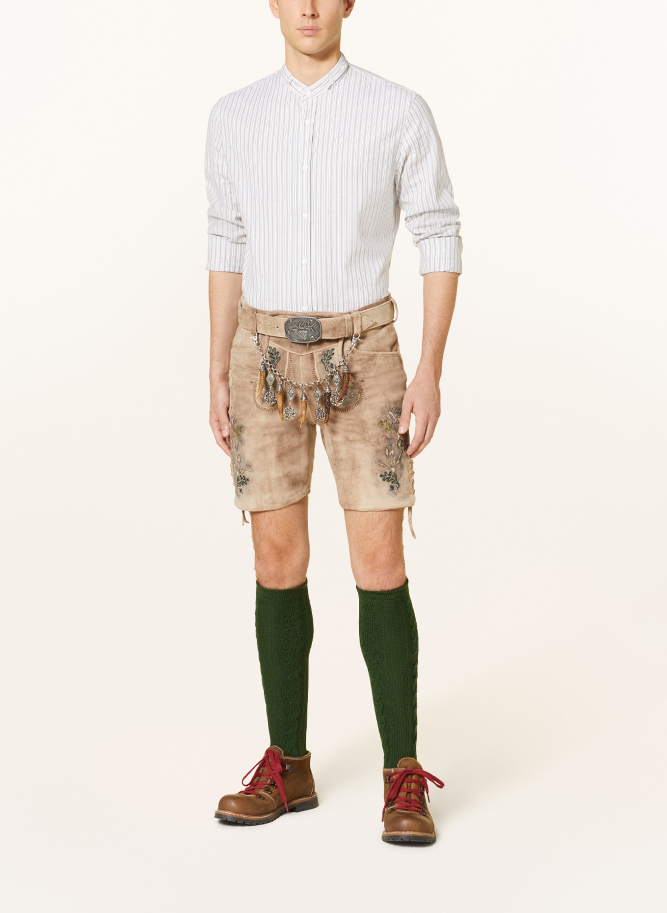 Spieth & Wensky Spodnie skórzane w stylu ludowym SCHWARZHORN, Kolor: Brike/ St.grün (Obrazek 2)