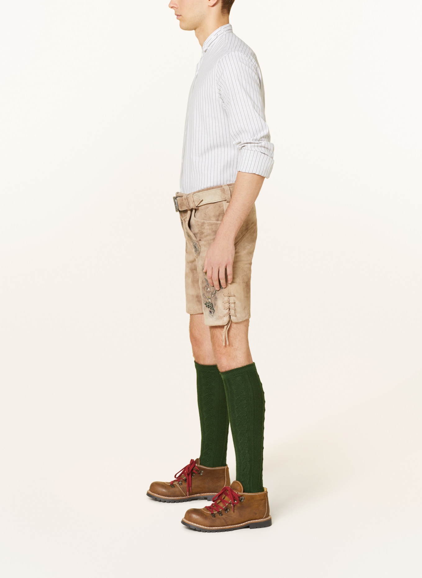 Spieth & Wensky Spodnie skórzane w stylu ludowym SCHWARZHORN, Kolor: Brike/ St.grün (Obrazek 4)