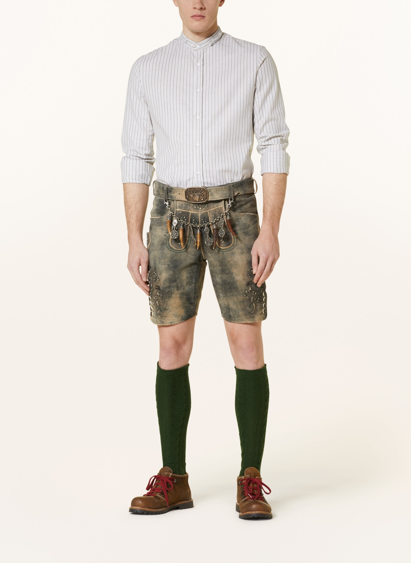 Spieth & Wensky Spodnie skórzane w stylu ludowym AUGUSTUS, Kolor: BRĄZOWY (Obrazek 2)